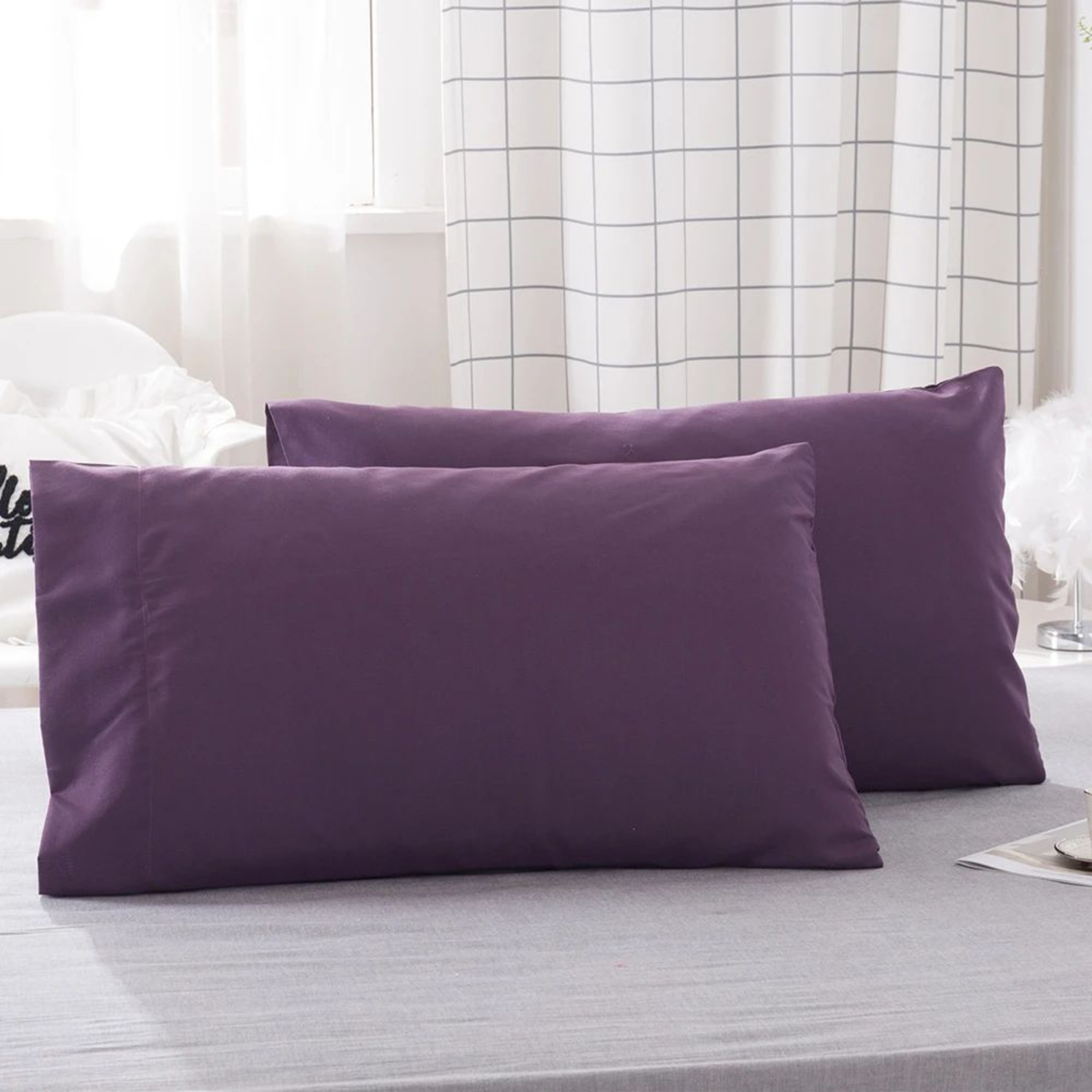 2PCS Soft Microfiber Envelope Pillowcases Queen King Size 11