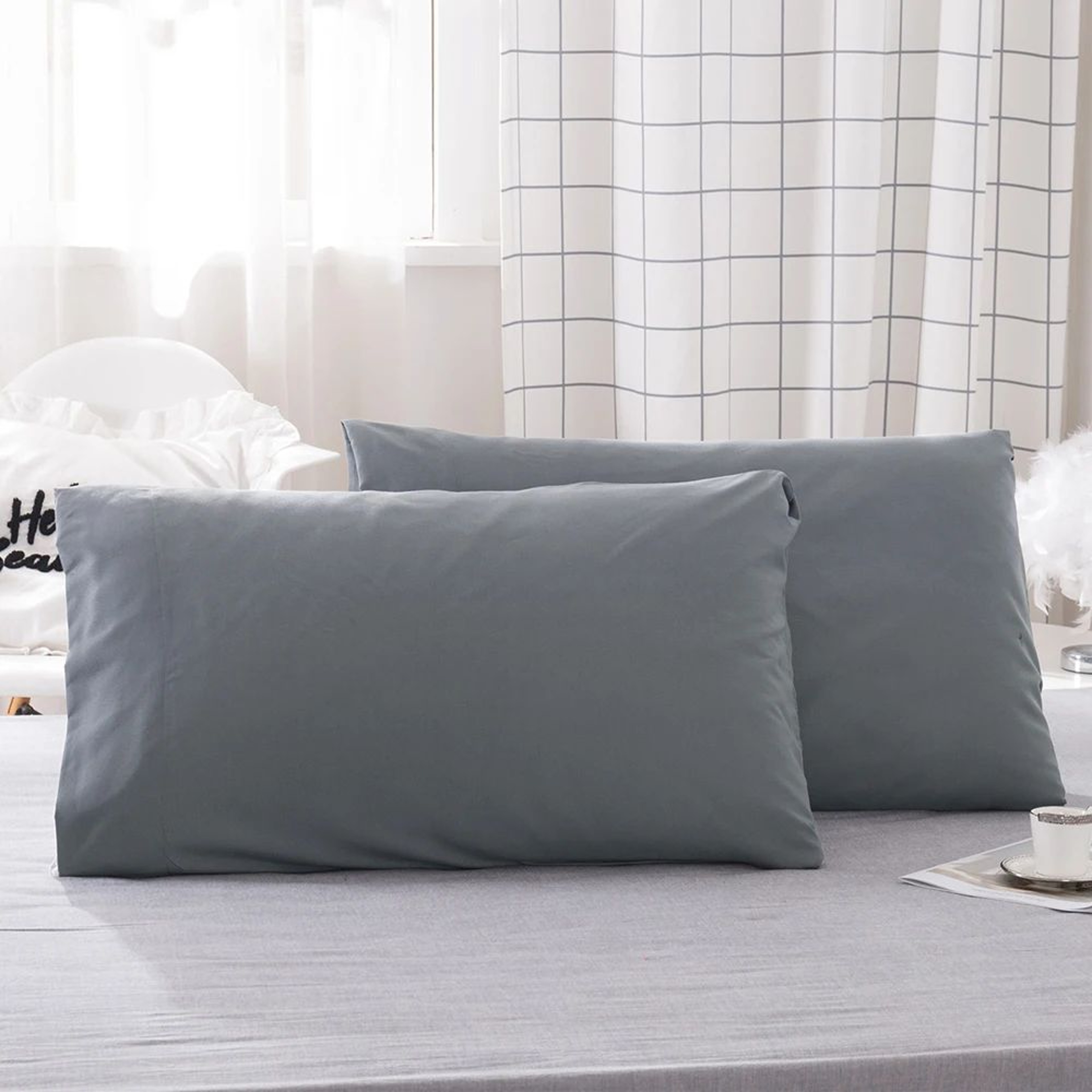 2PCS Soft Microfiber Envelope Pillowcases Queen King Size 10