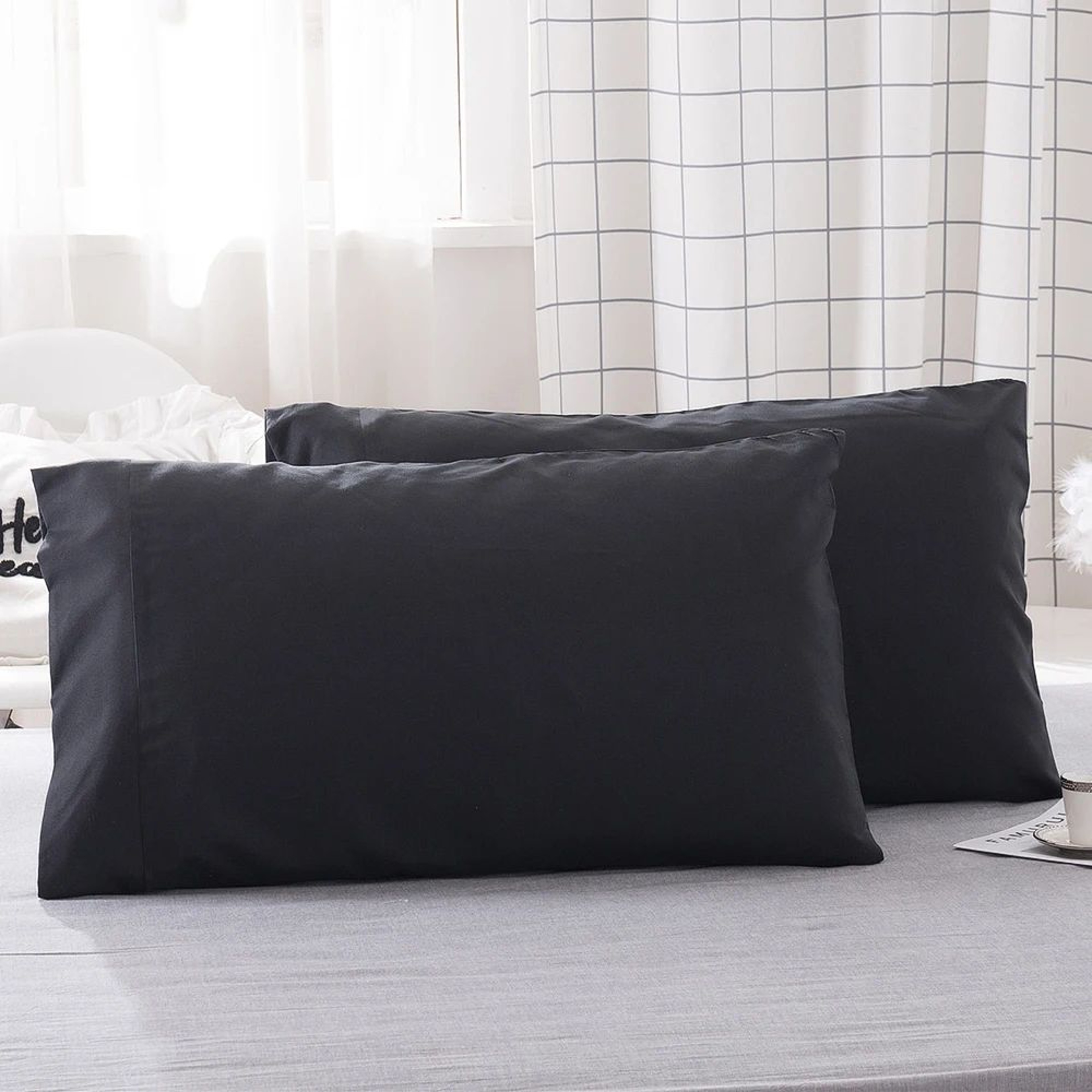 2PCS Soft Microfiber Envelope Pillowcases Queen King Size 19