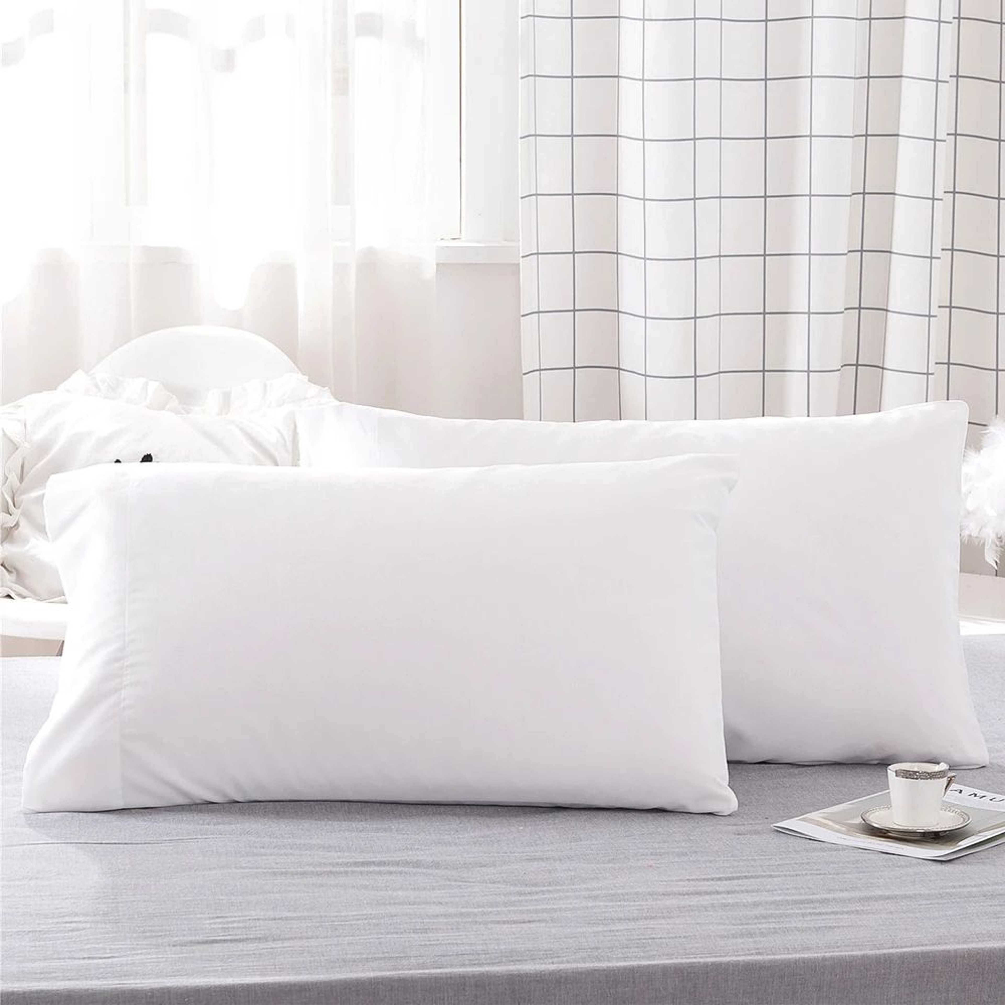 2PCS Soft Microfiber Envelope Pillowcases Queen King Size 17
