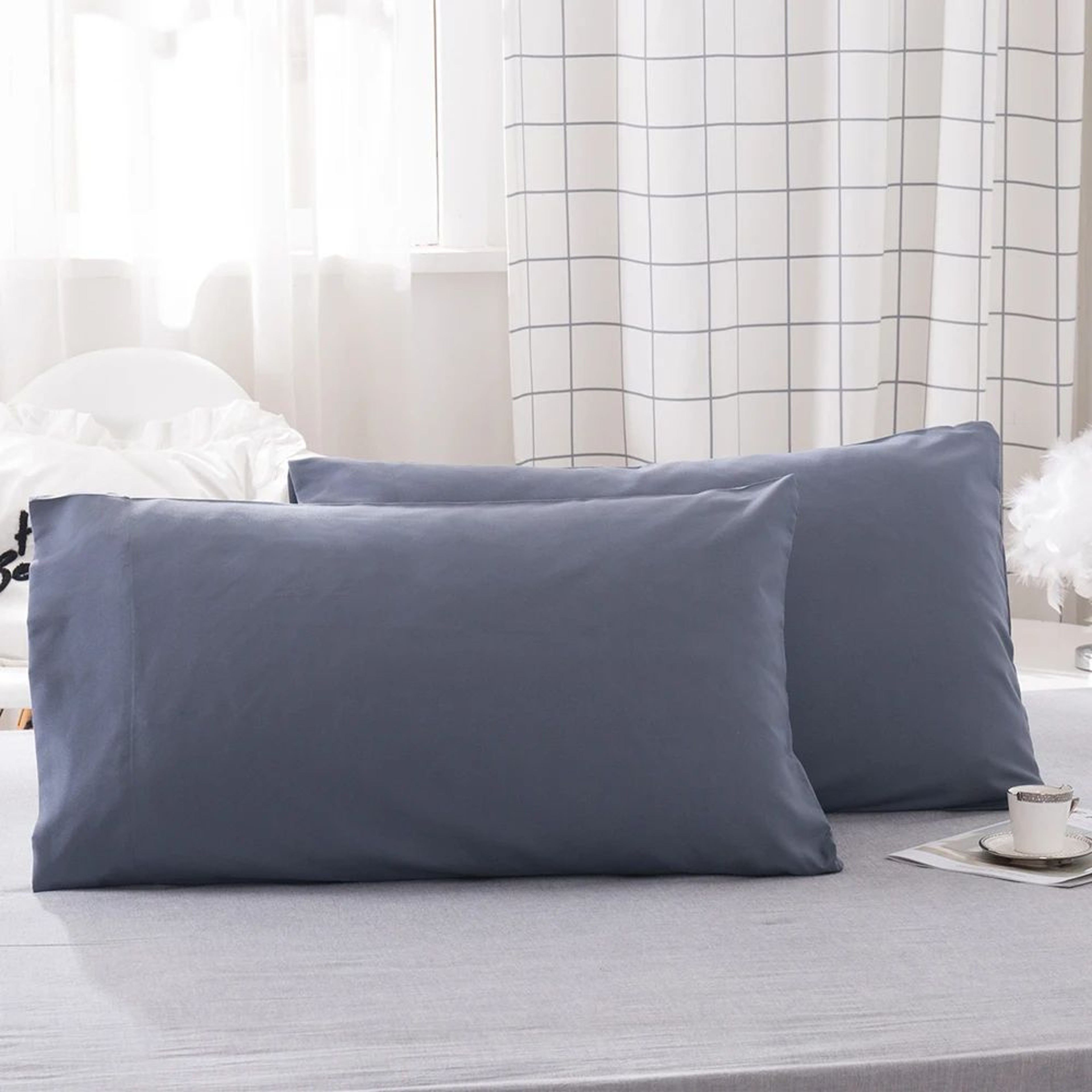2PCS Soft Microfiber Envelope Pillowcases Queen King Size 18
