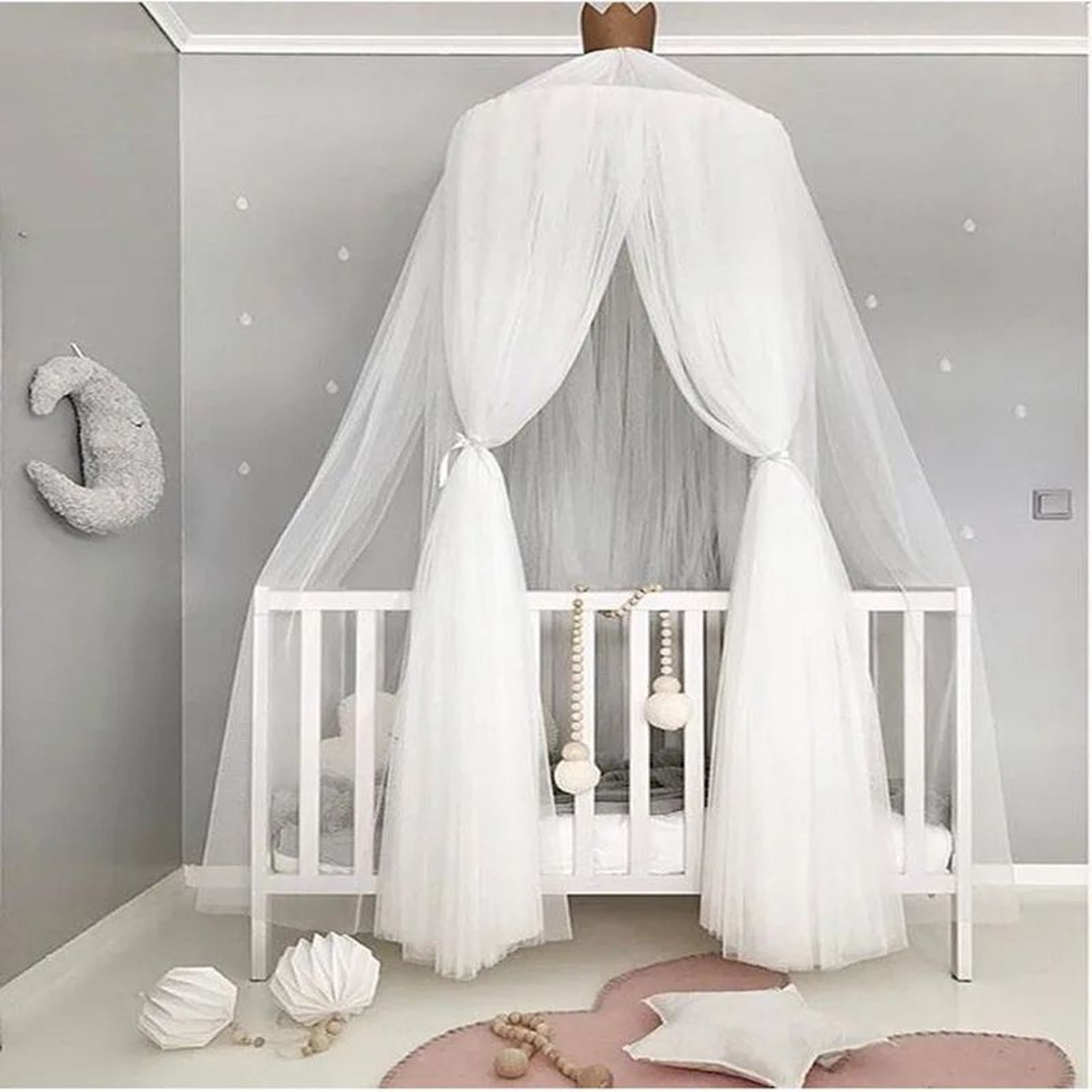Elegant Round Dome Kids Bed Canopy Mosquito Net For Bedroom And Reading Nook 7