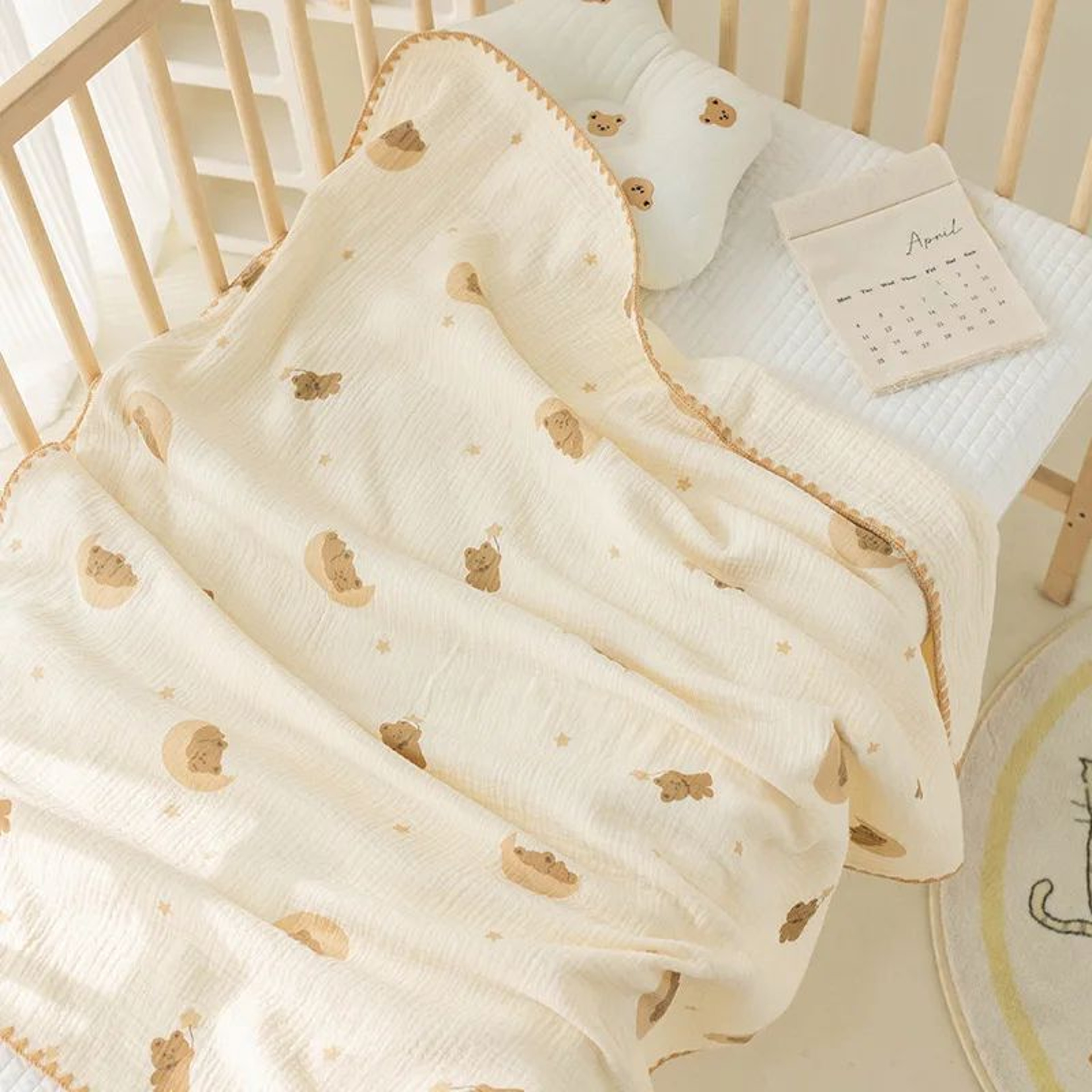 Soft Breathable 100 Cotton Muslin Baby Swaddle Blanket For Newborns 3
