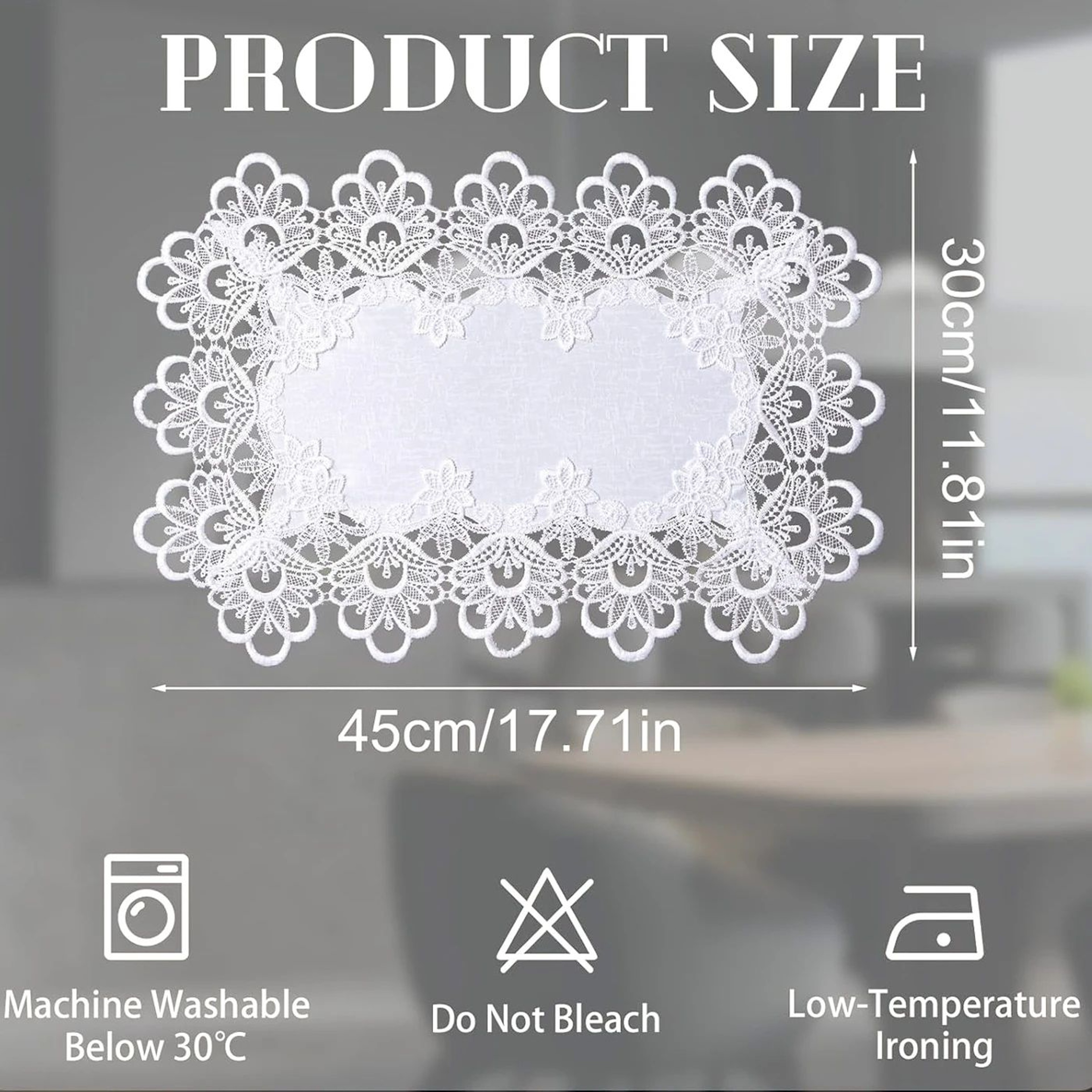 White Embroidered Lace Placemats Set Of 2  Elegant Rectangle Dining Table Mats 3
