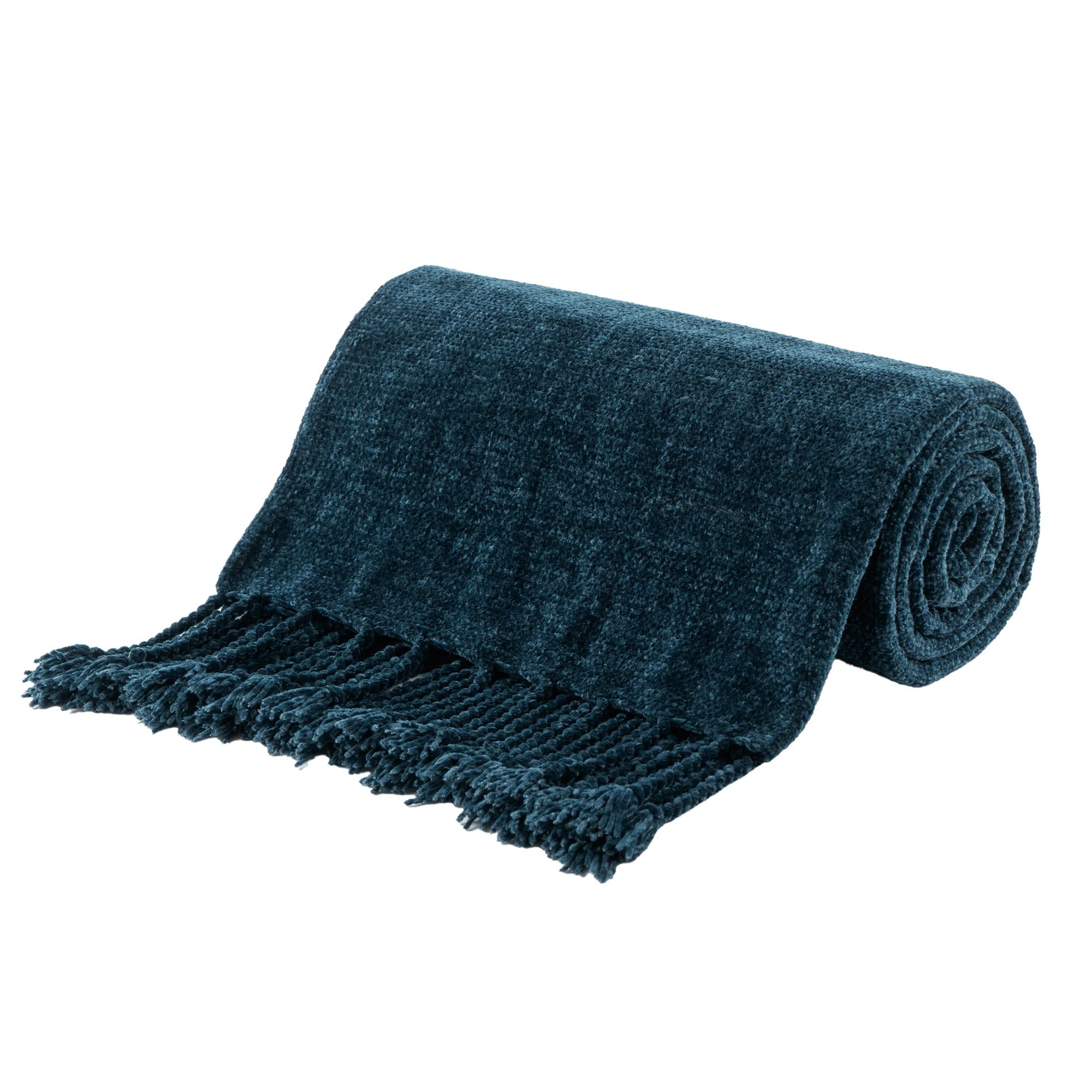 Chenille Knit Throw Blanket With Fringe Tassels Soft Lightweight Sofa And Bed Decor 8