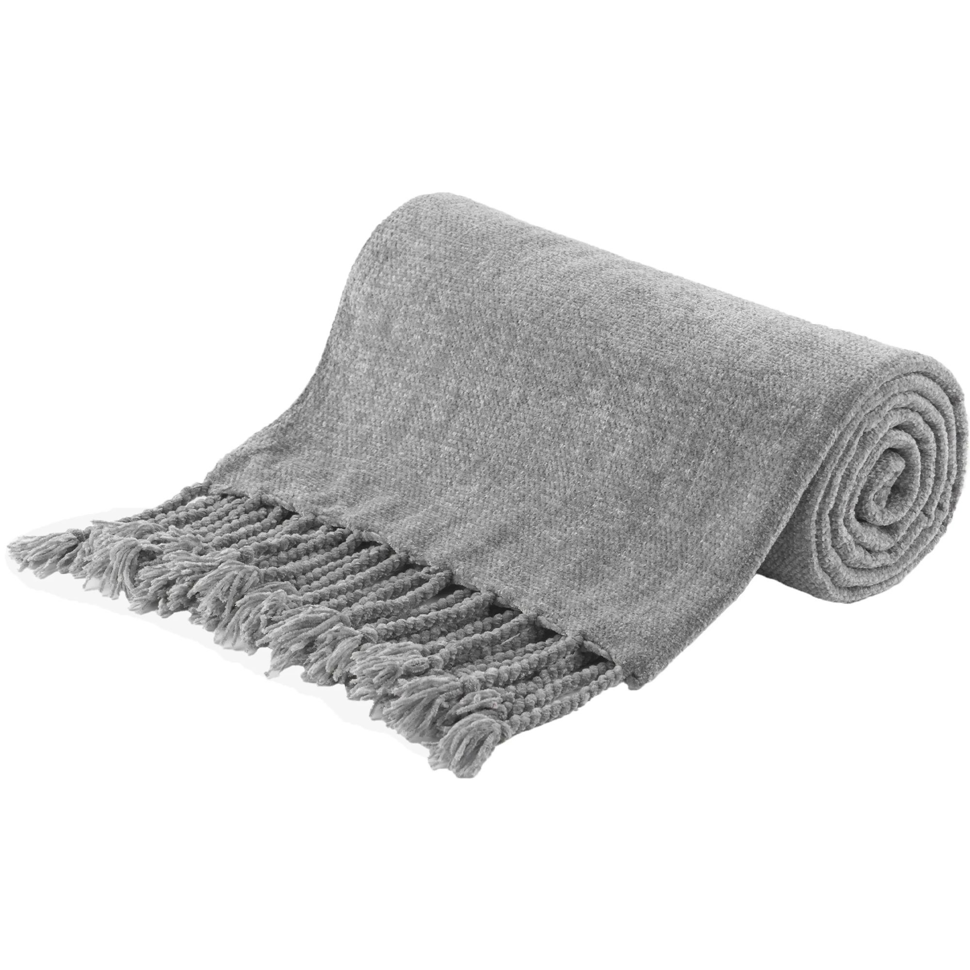 Chenille Knit Throw Blanket With Fringe Tassels Soft Lightweight Sofa And Bed Decor 9
