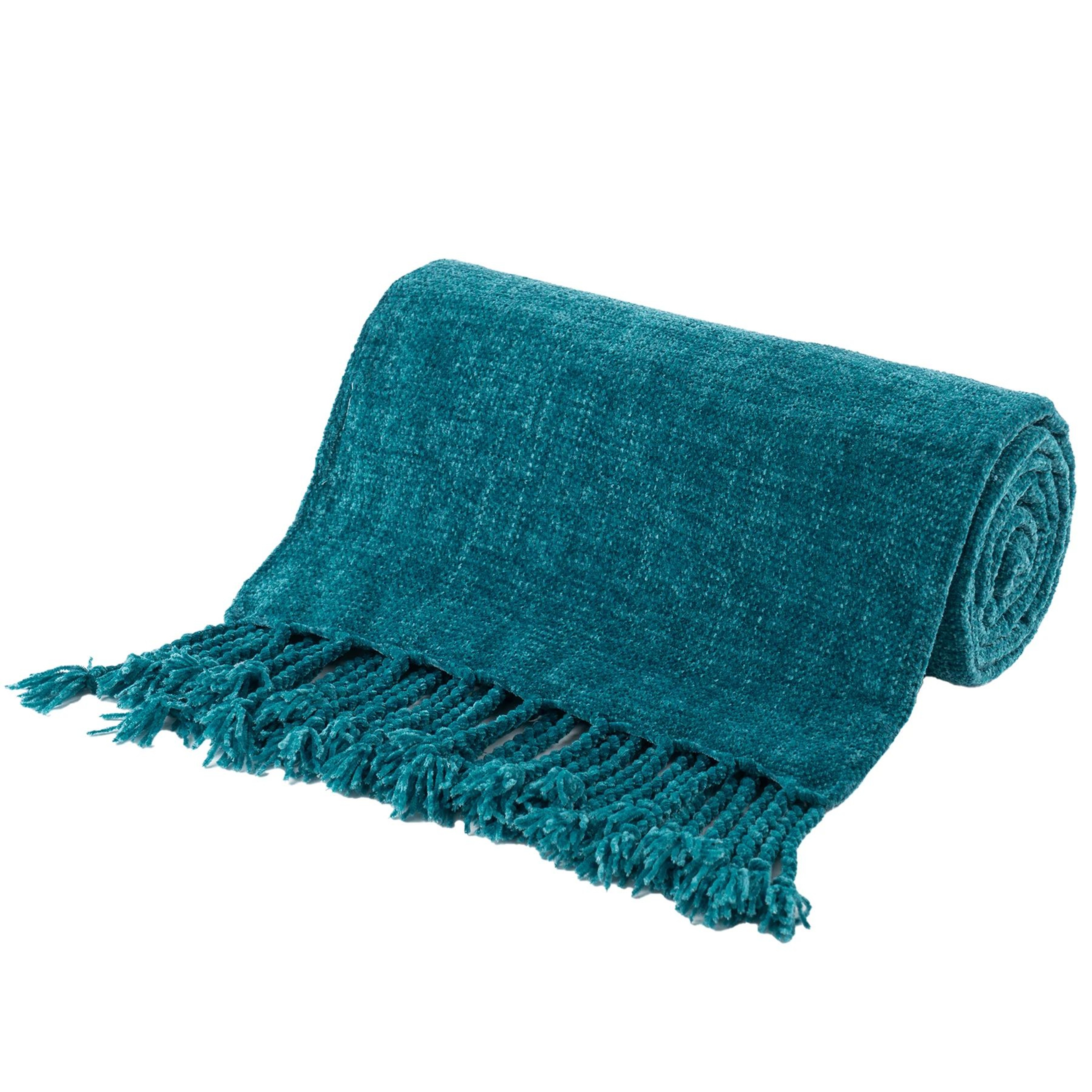Chenille Knit Throw Blanket With Fringe Tassels Soft Lightweight Sofa And Bed Decor 12