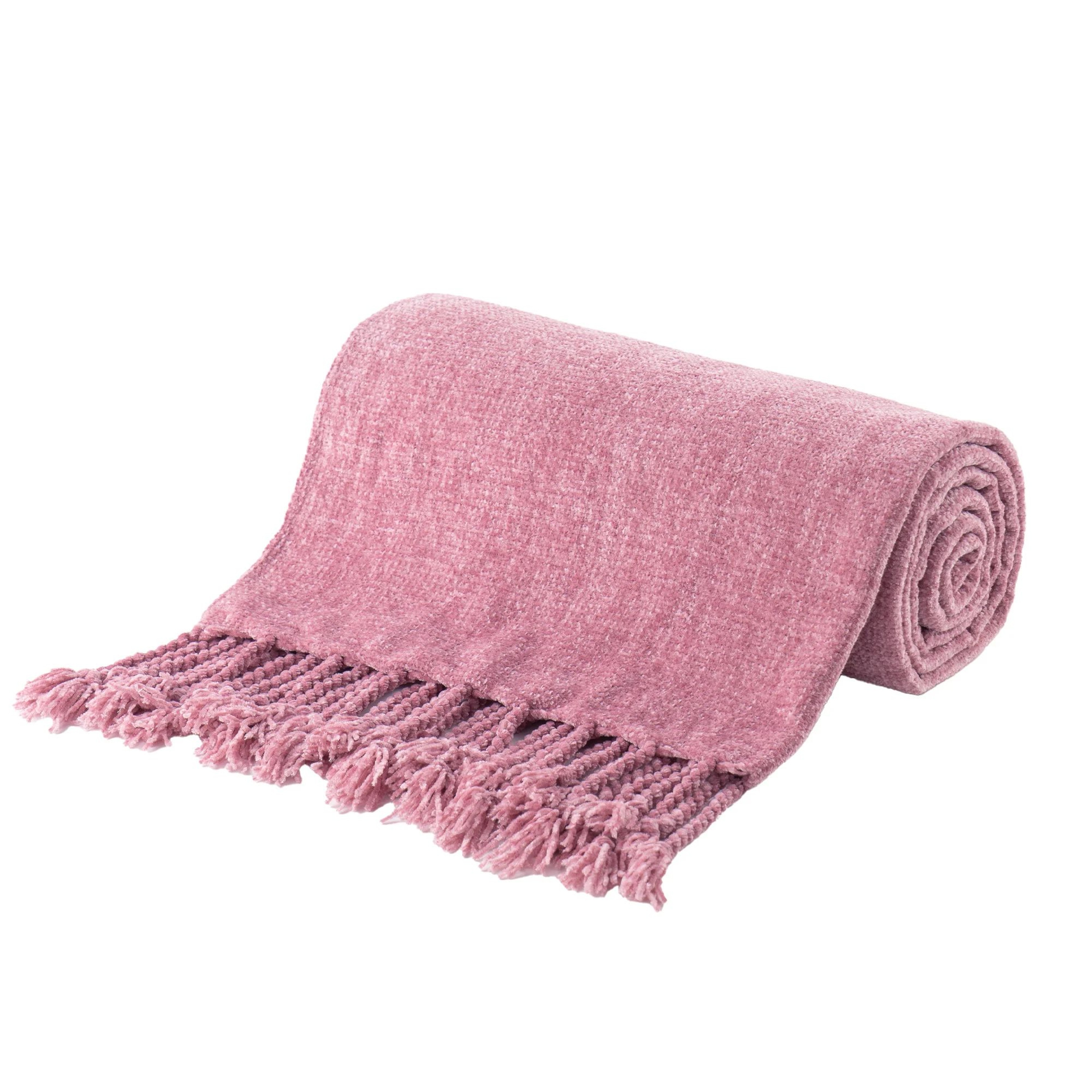 Chenille Knit Throw Blanket With Fringe Tassels Soft Lightweight Sofa And Bed Decor 14