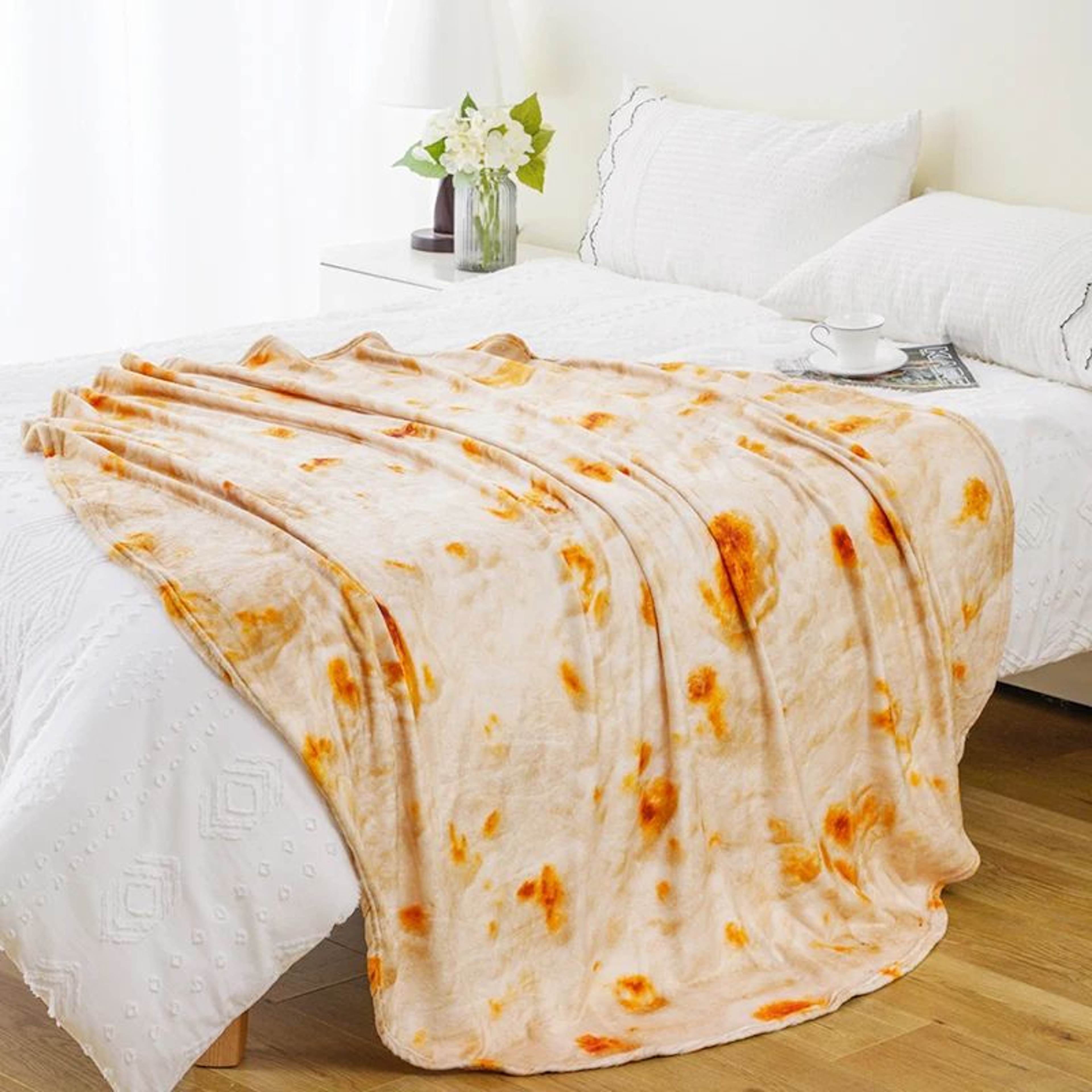 Soft Flannel Tortilla Blanket Round Funny Food Throw For Bed And Sofa 2