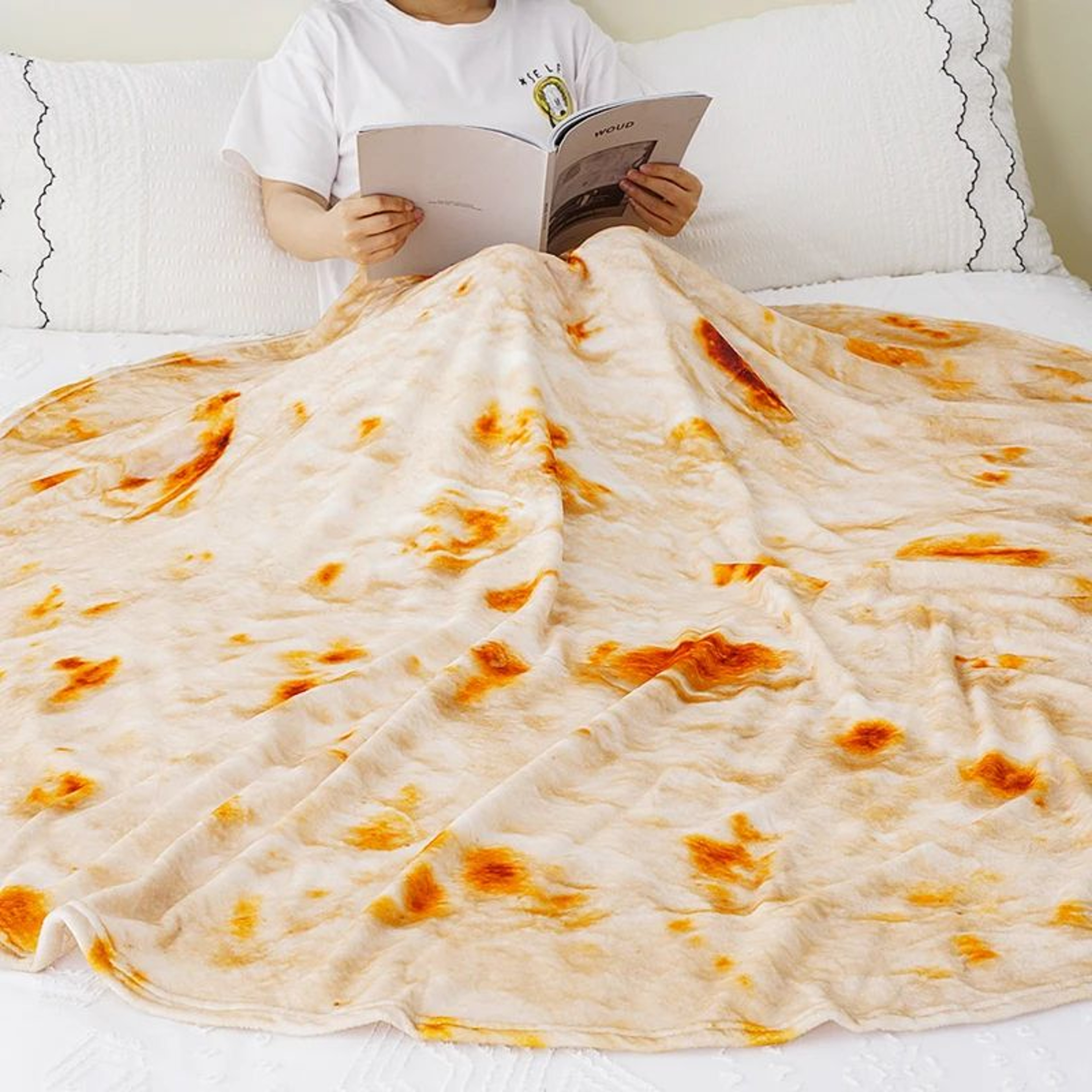 Soft Flannel Tortilla Blanket Round Funny Food Throw For Bed And Sofa 4