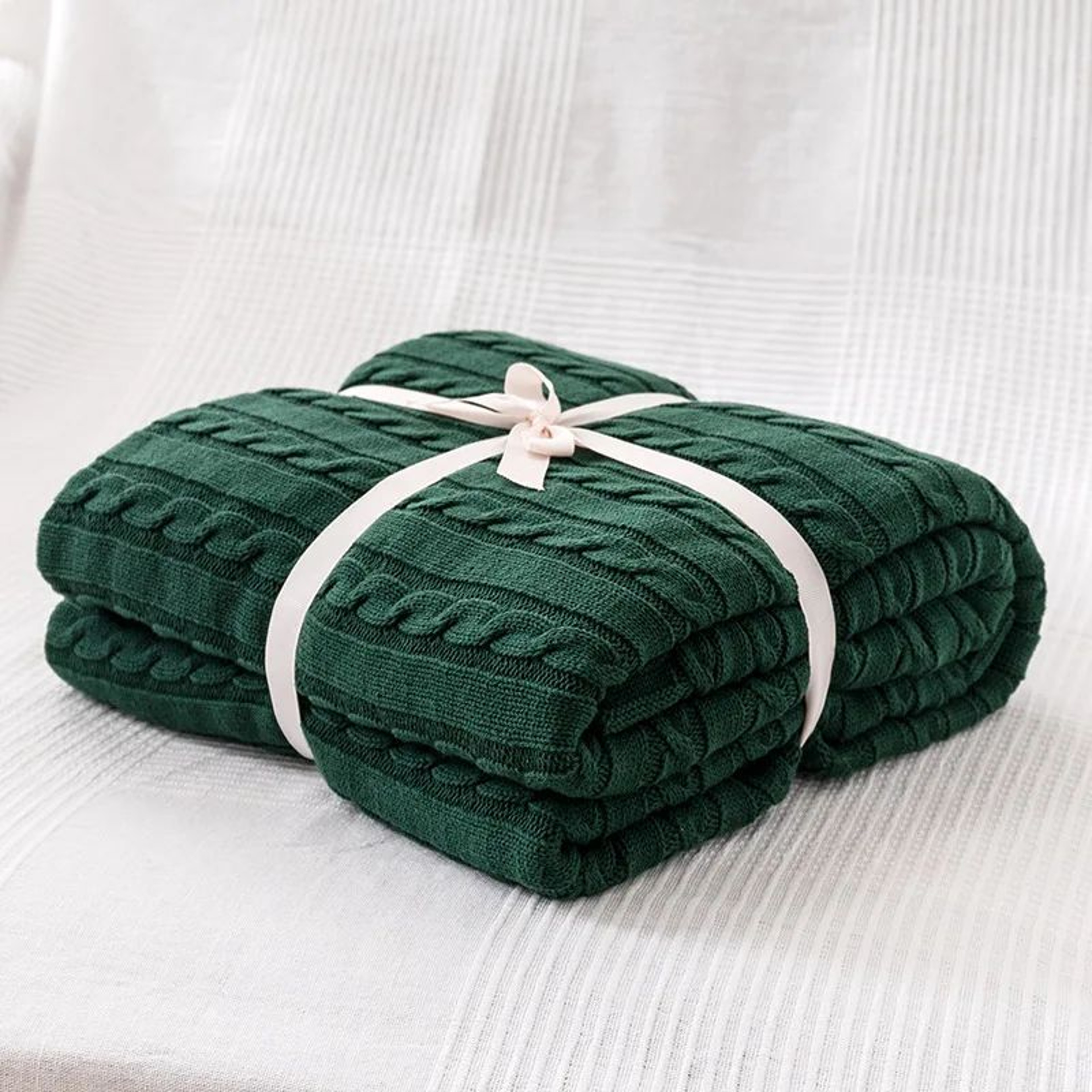 Cotton Cable Knit Throw Blanket Soft Cozy Decorative Bed And Sofa Blanket 8