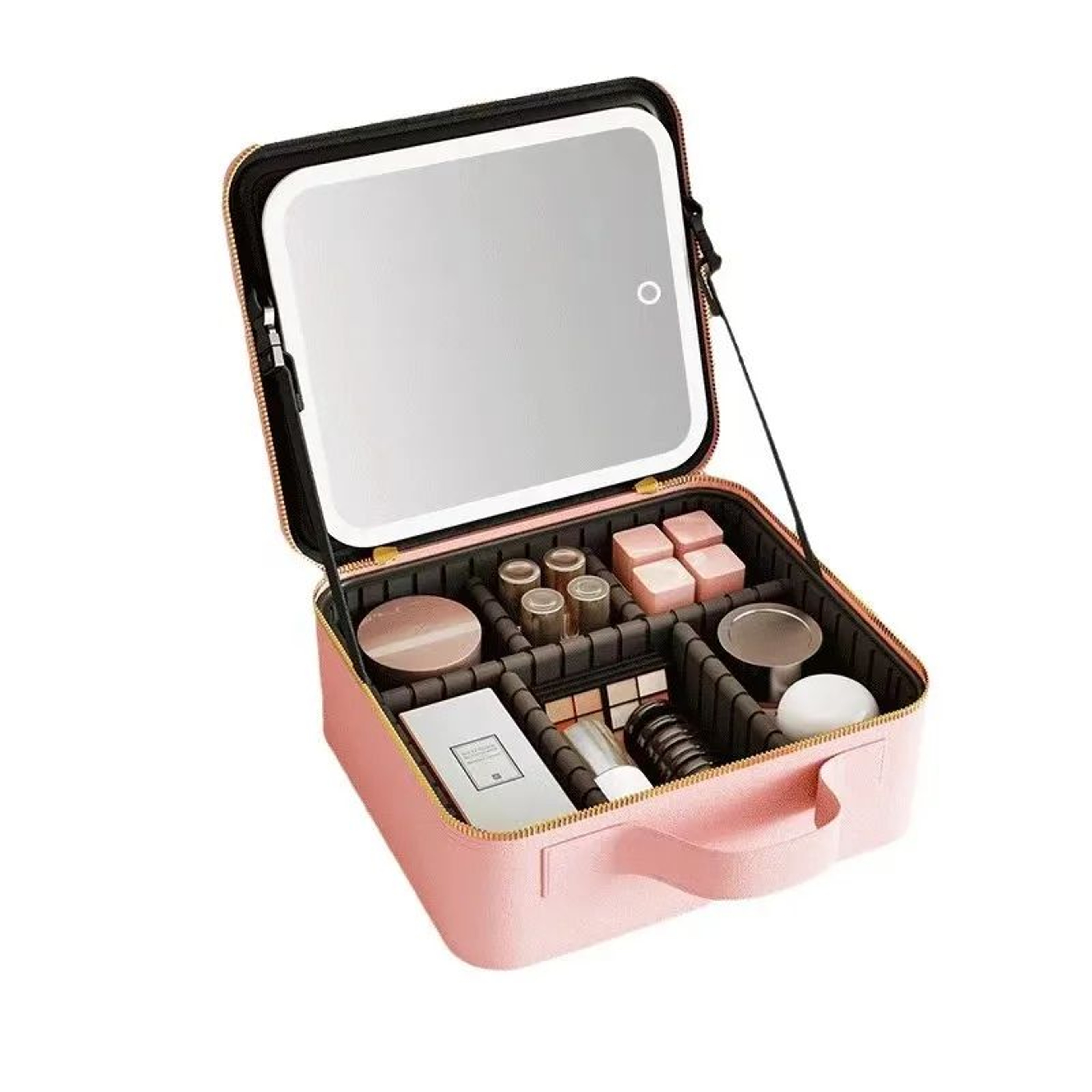 Travel Makeup Bag With LED Mirror And Adjustable Cosmetic Organizer 1