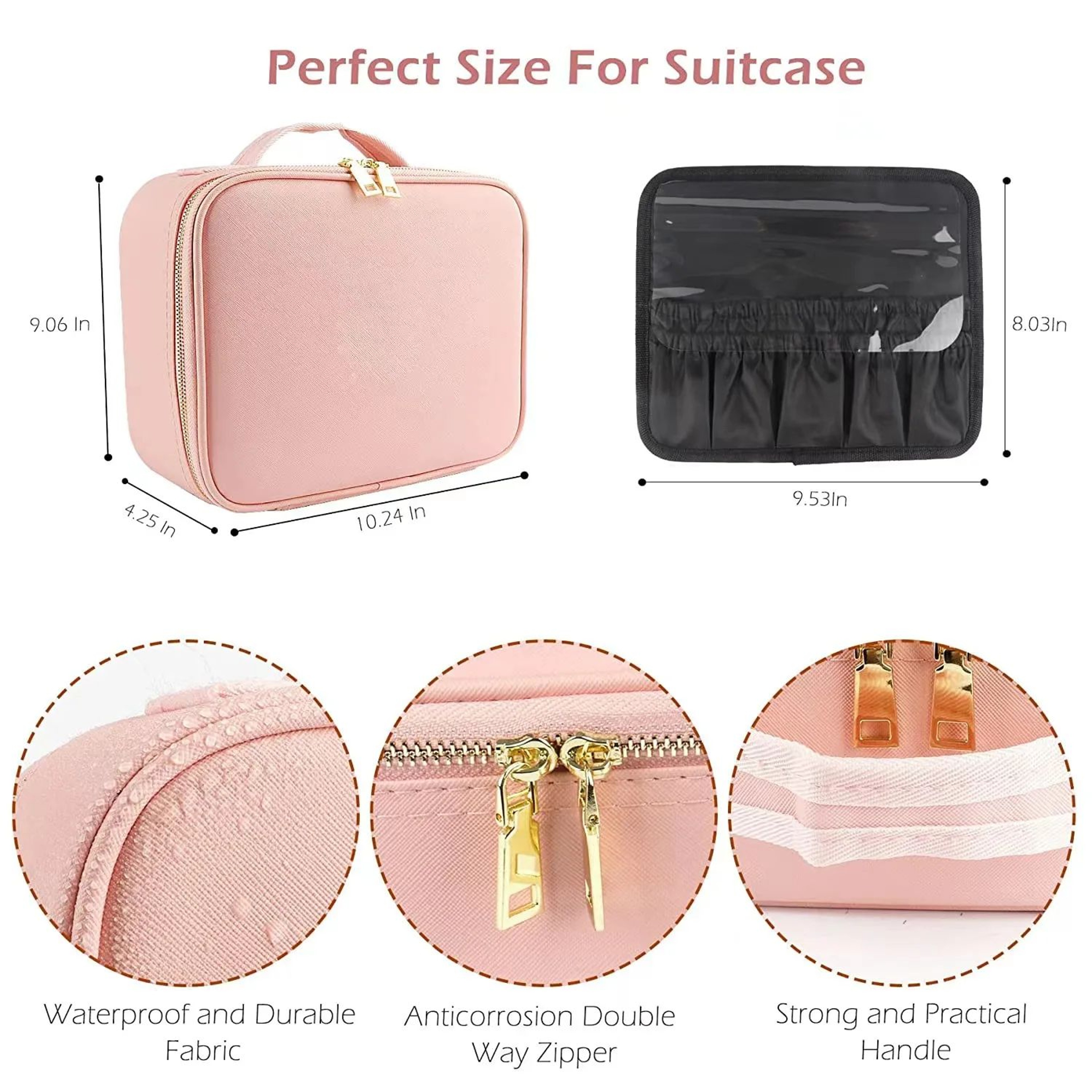 Travel Makeup Bag With LED Mirror And Adjustable Cosmetic Organizer 4