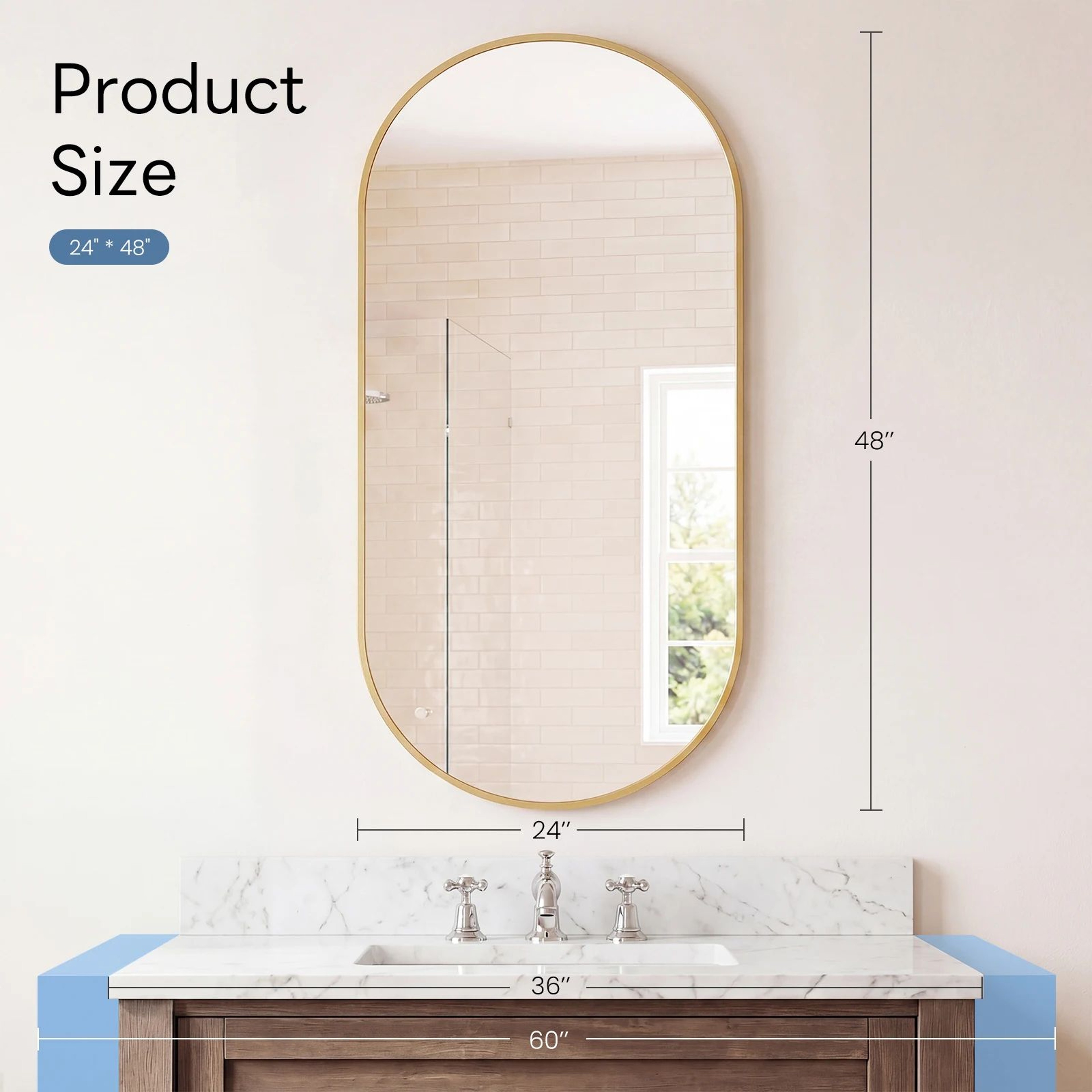 Modern Oval Metal Frame Wall Mirror With Tempered Glass 13