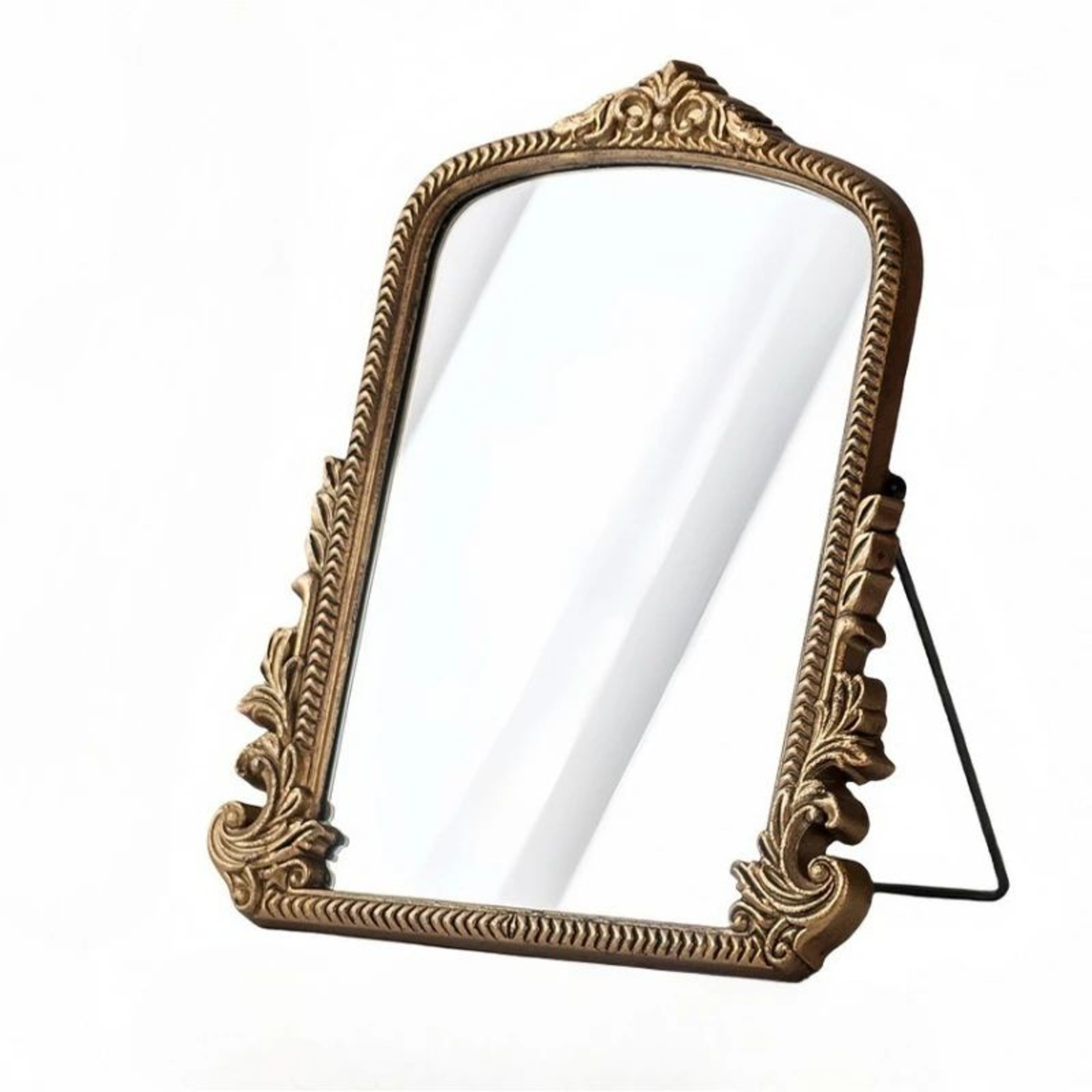 French Baroque Gold Arched Wall Mirror With Ornate Wooden Frame 5