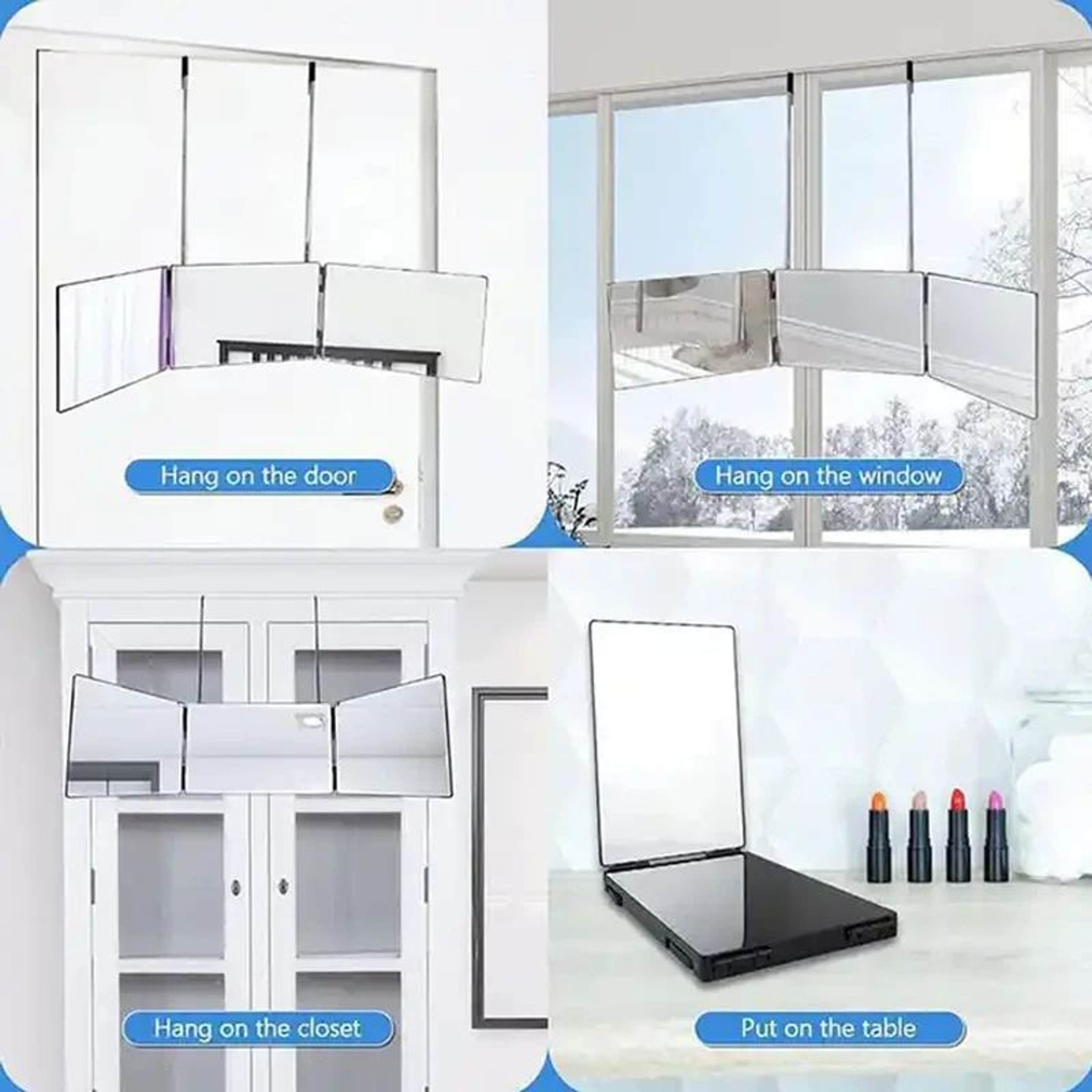 360 Trifold Self Haircut Mirror With Adjustable Telescoping Hooks 5