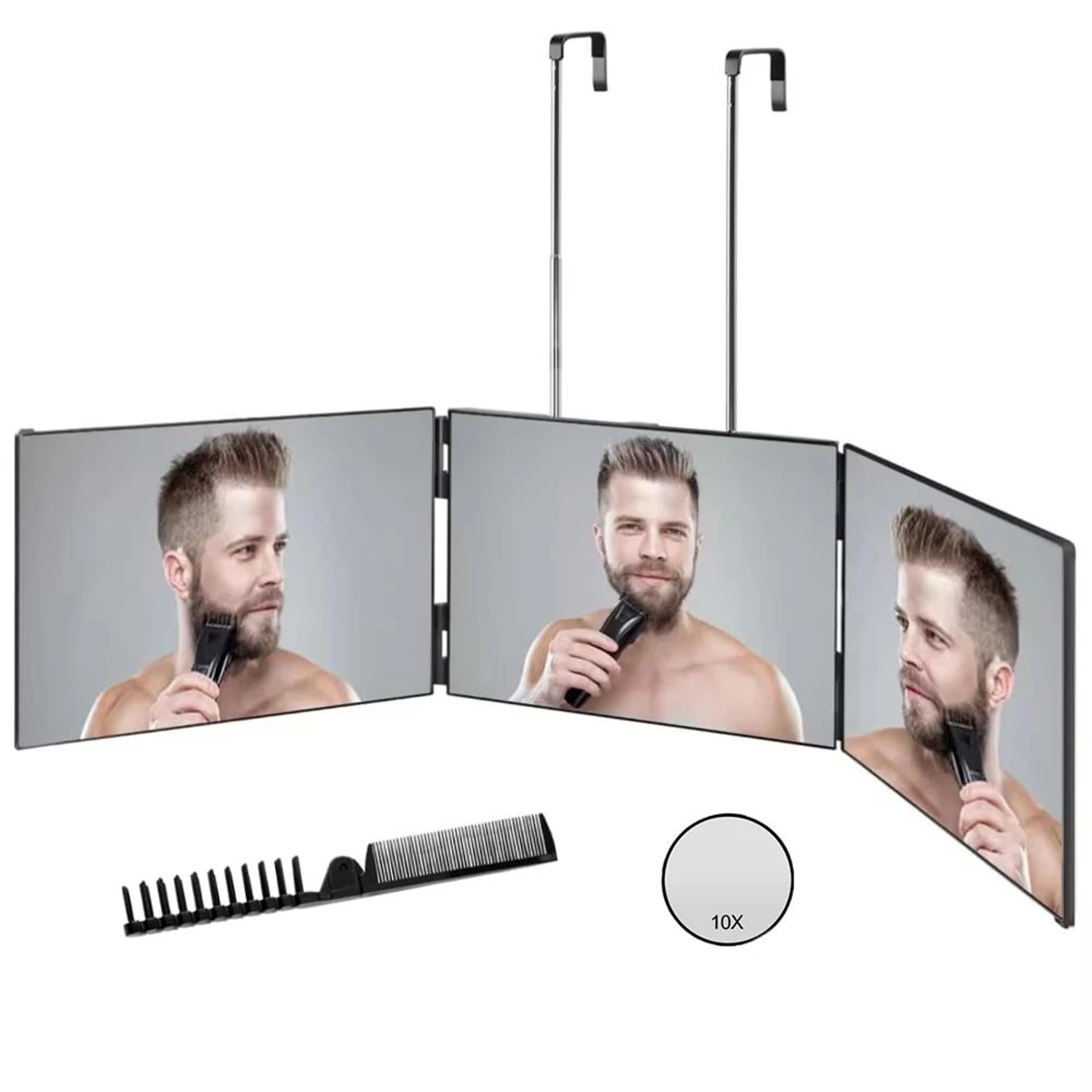 360 Trifold Self Haircut Mirror With Adjustable Telescoping Hooks 8