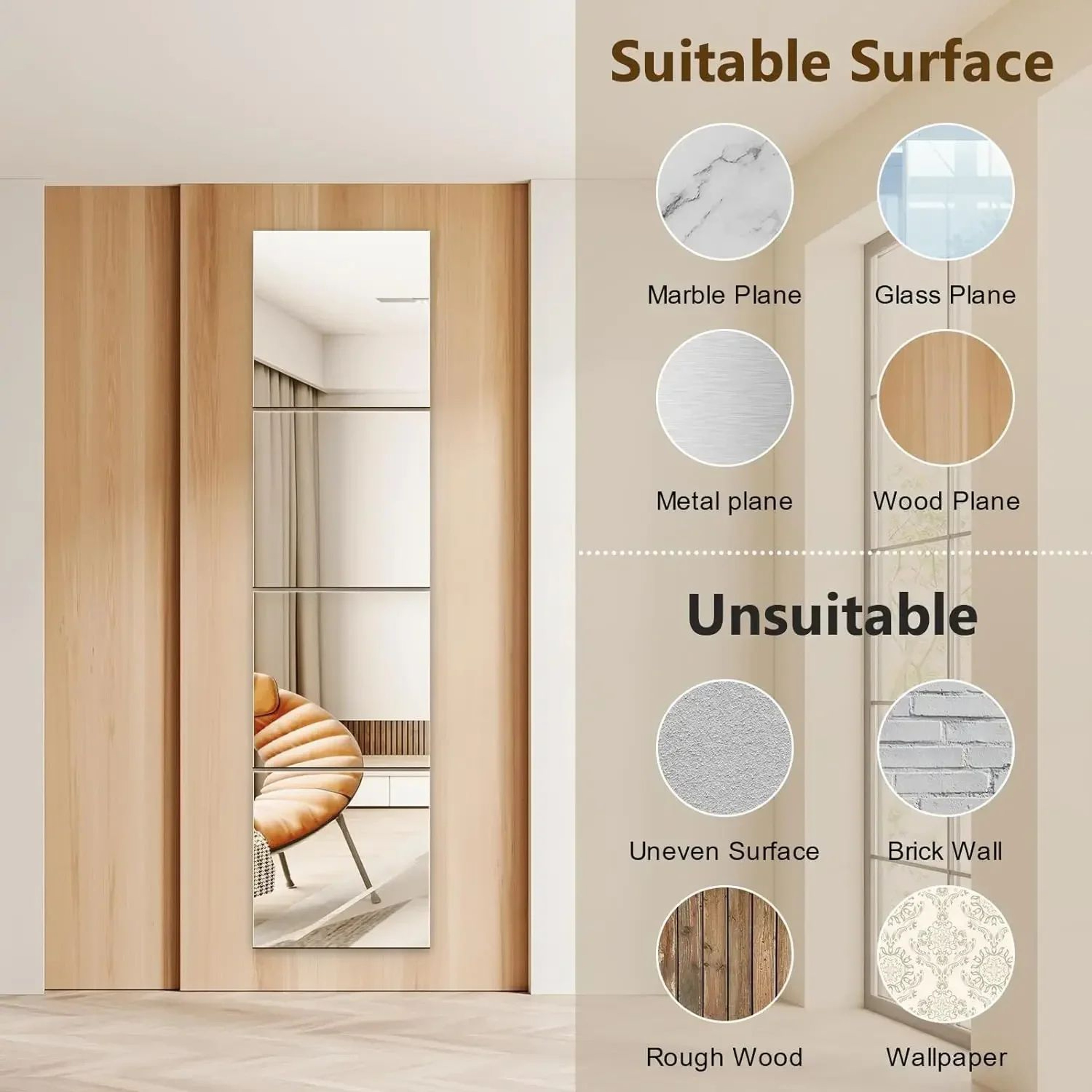 Shatterproof Soft Acrylic Full Length Wall Mirror Frameless Full Body Mirror 5