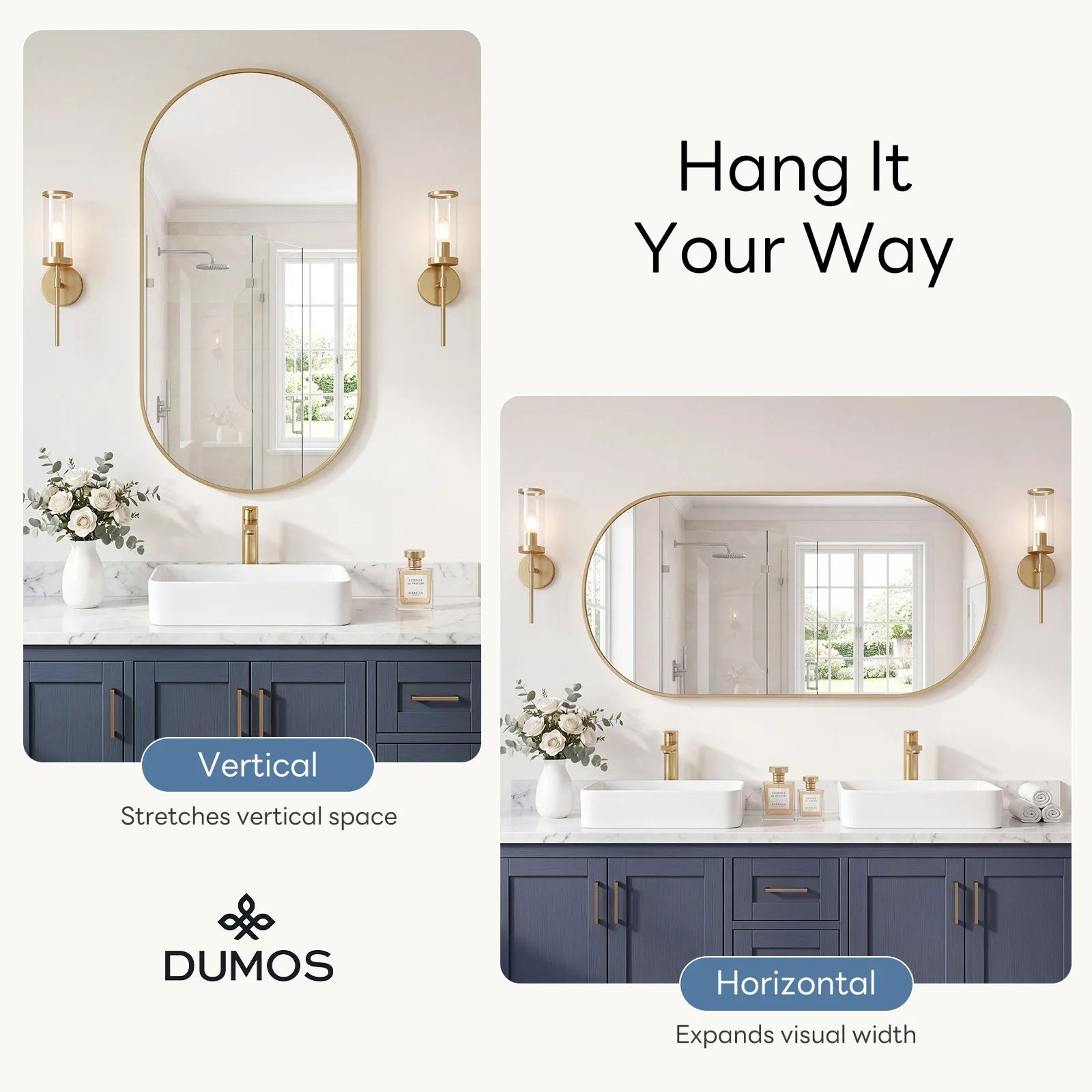 Modern Oval Metal Frame Wall Mirror With Tempered Glass For Bedroom And Living Room 6