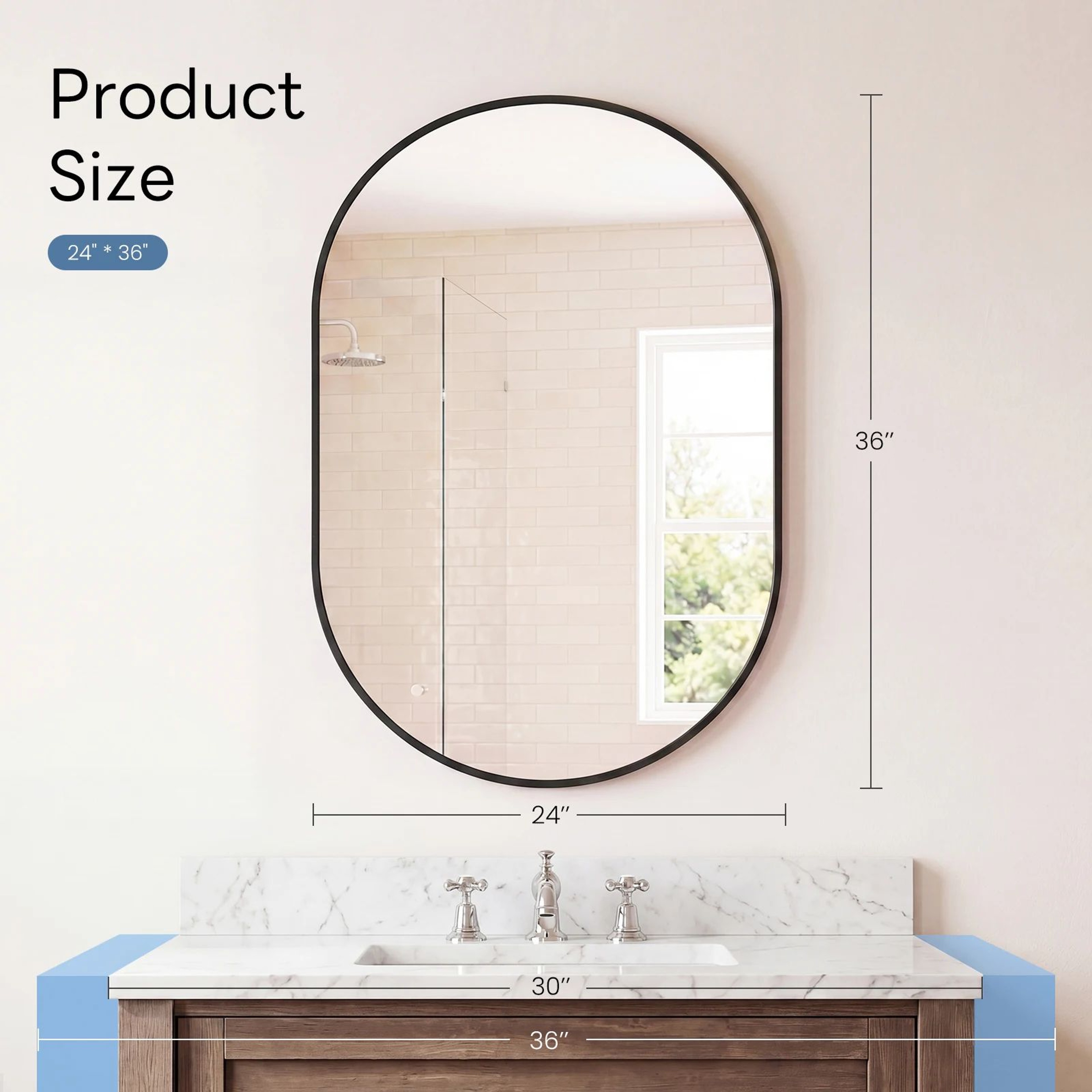 Modern Oval Metal Frame Wall Mirror With Tempered Glass For Bedroom And Living Room 8