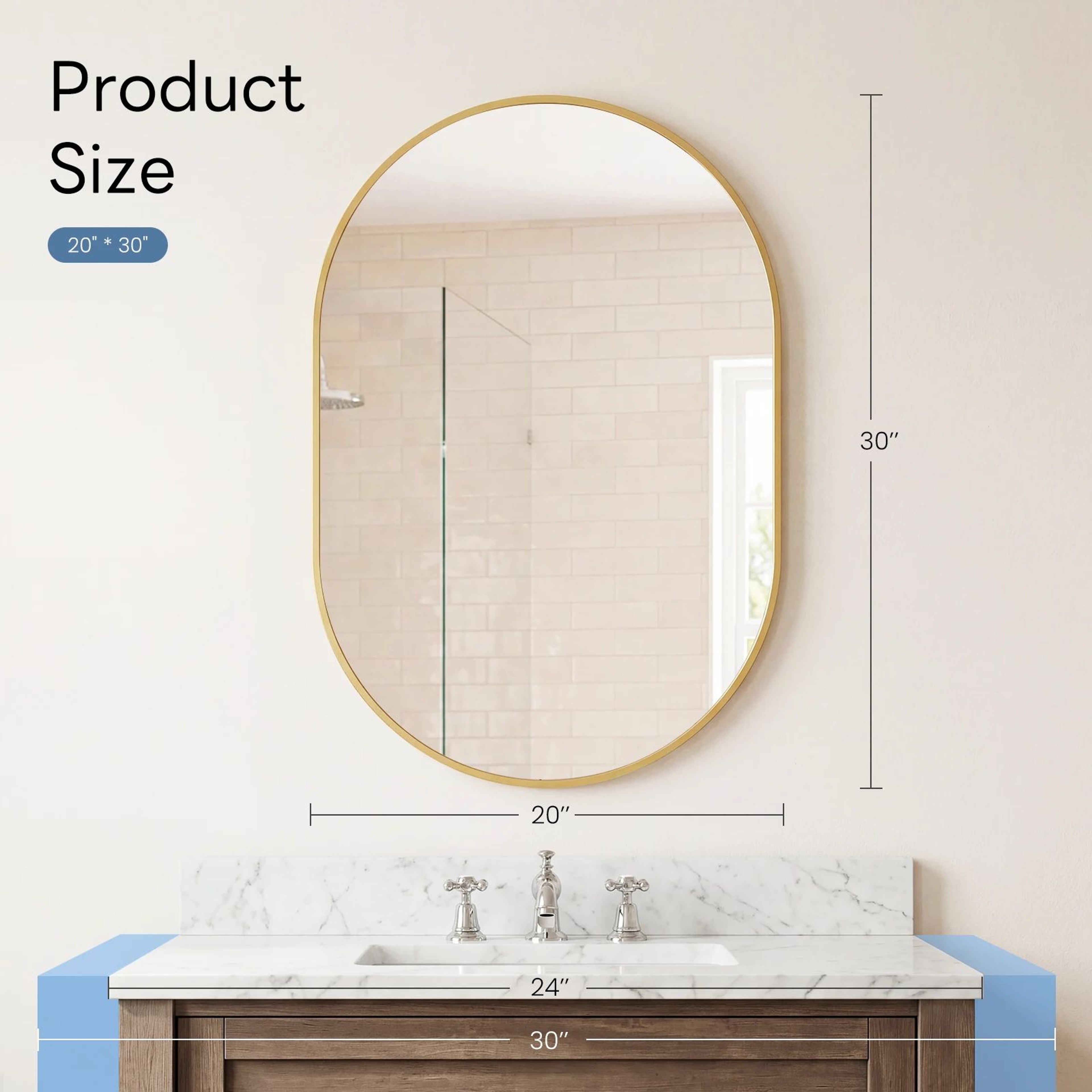 Modern Oval Metal Frame Wall Mirror With Tempered Glass For Bedroom And Living Room 11