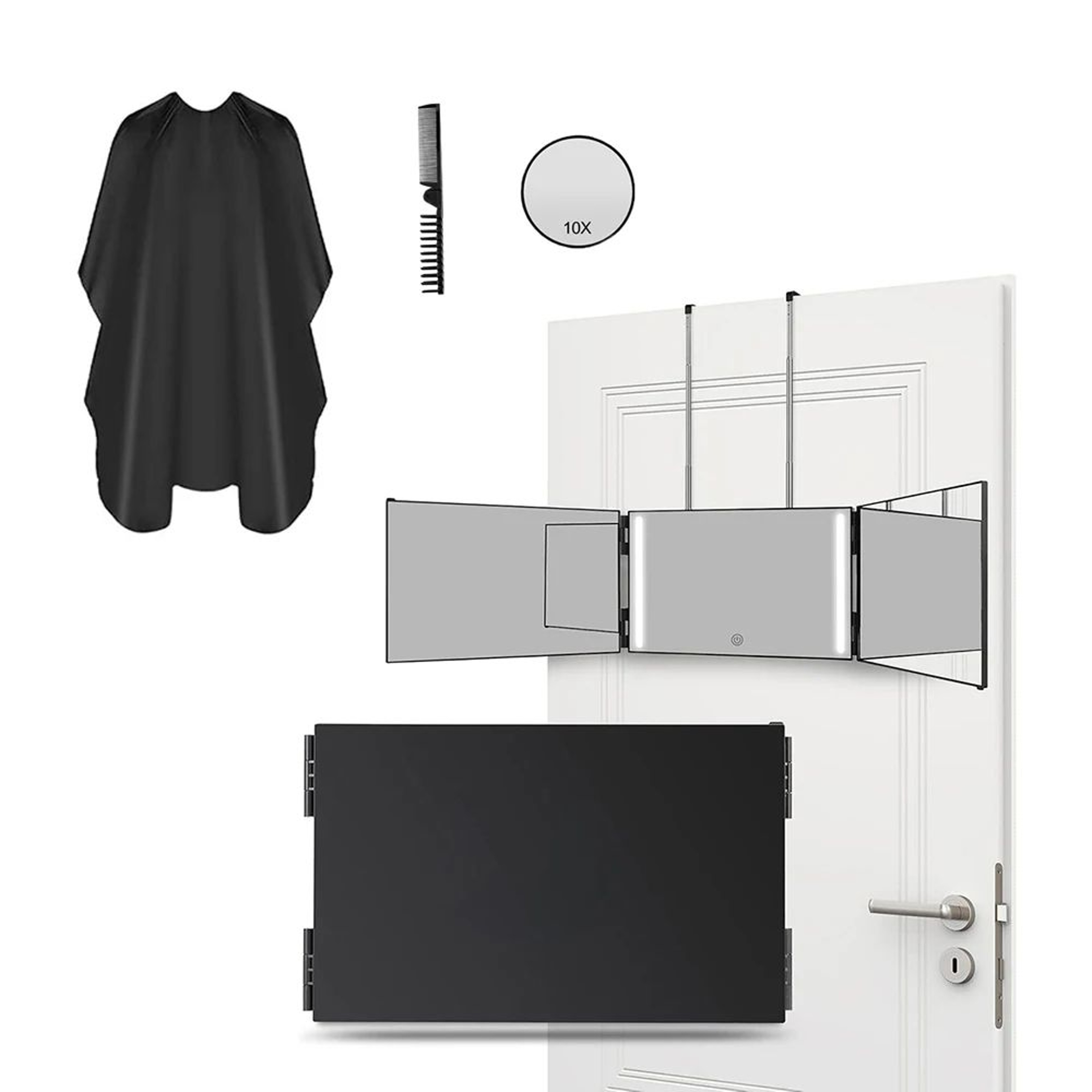 360 View 3 Way Self Haircut Mirror With Adjustable Telescoping Hooks 10