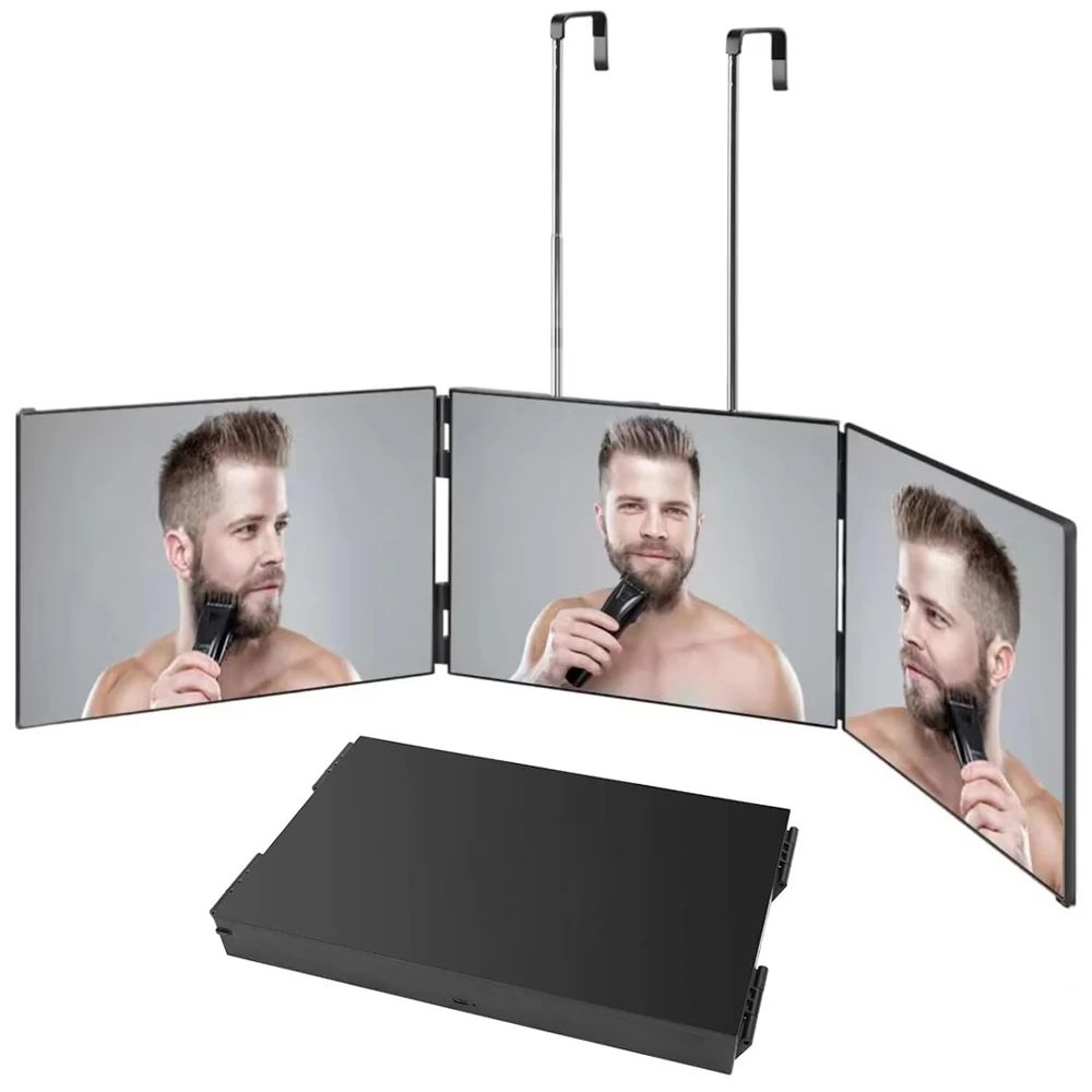 360 View 3 Way Self Haircut Mirror With Adjustable Telescoping Hooks 7