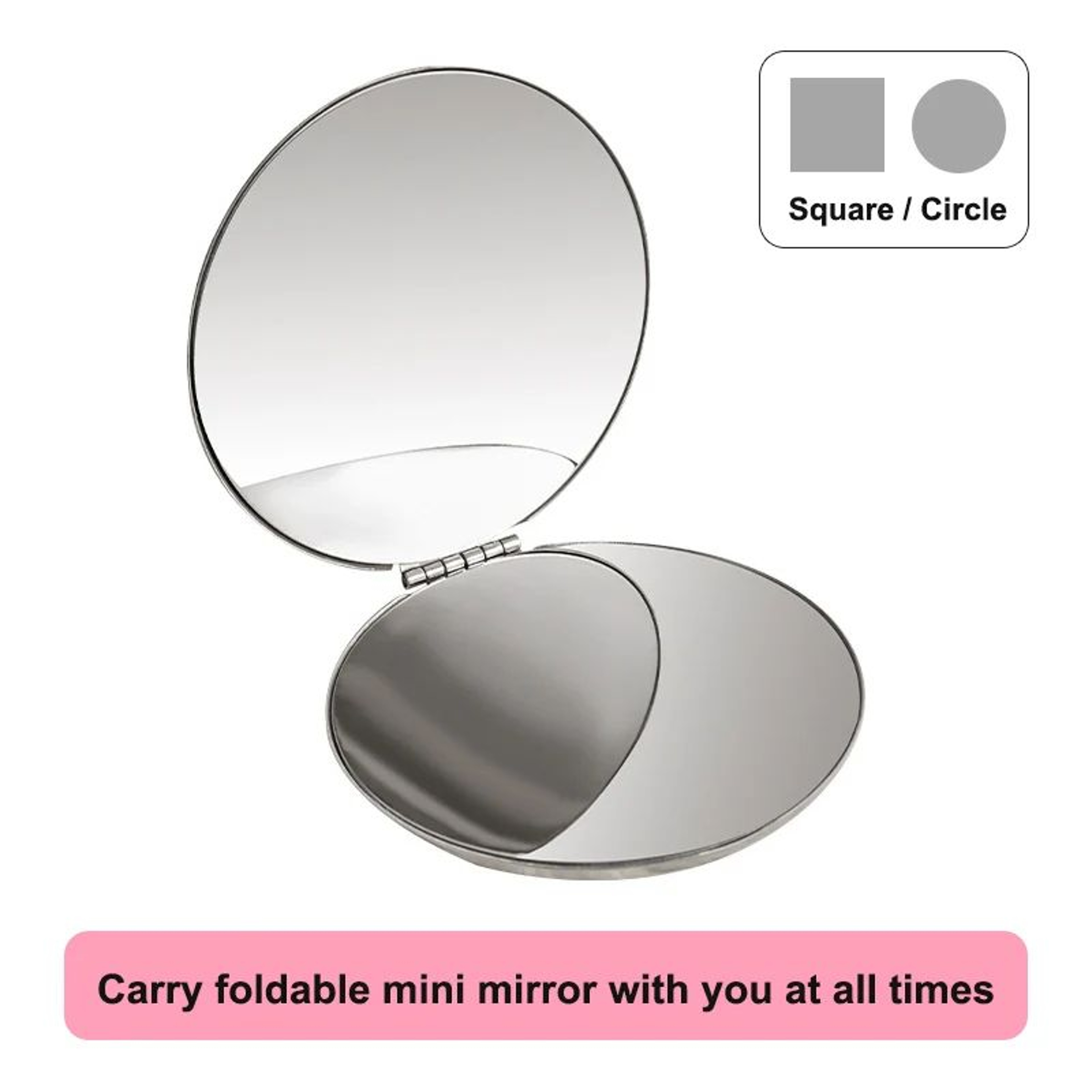 DoubleSided Metal Compact Mirror Portable Folding Makeup Mirror For Travel And Purse 5