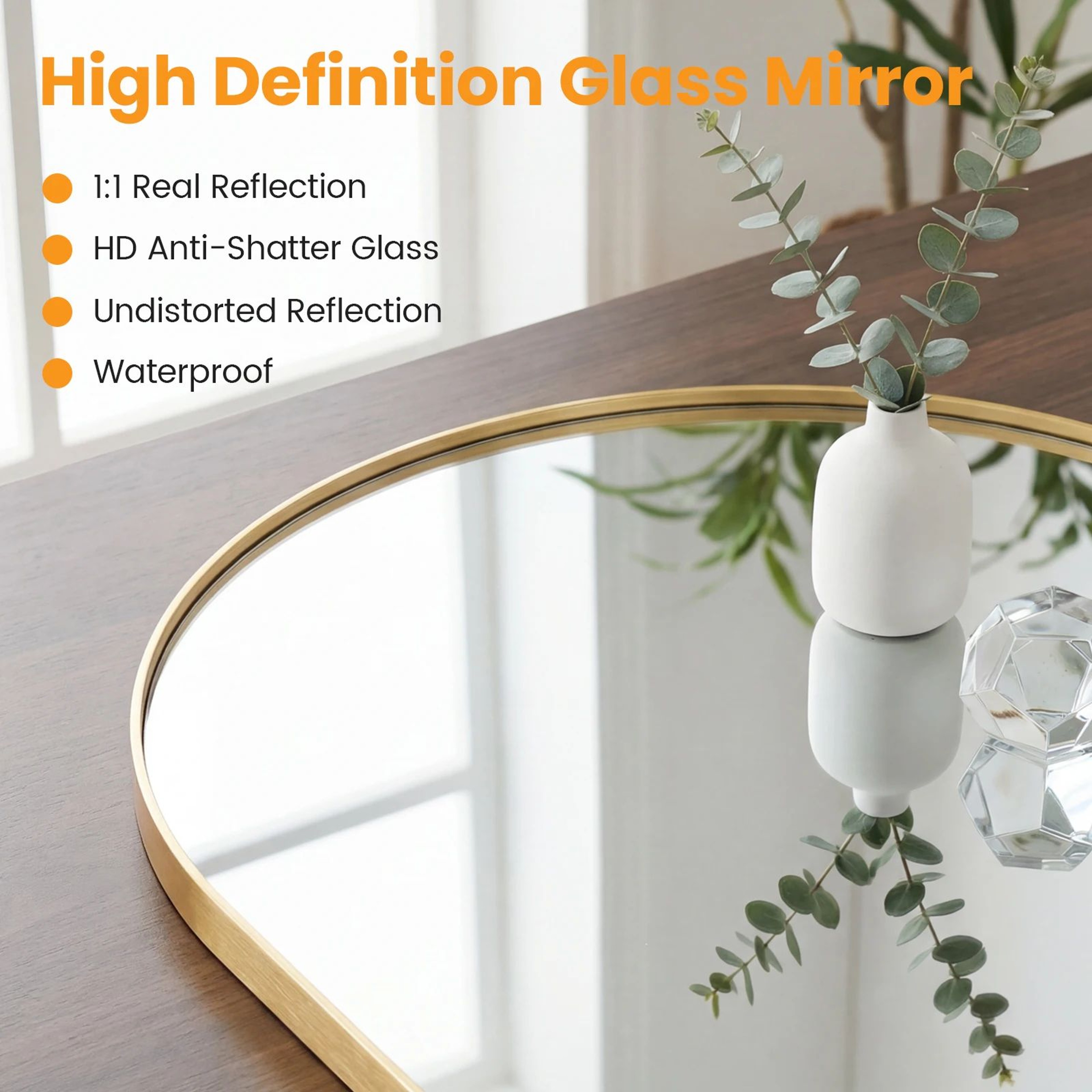 Modern Arched Metal Frame Bathroom Vanity Wall Mirror 2