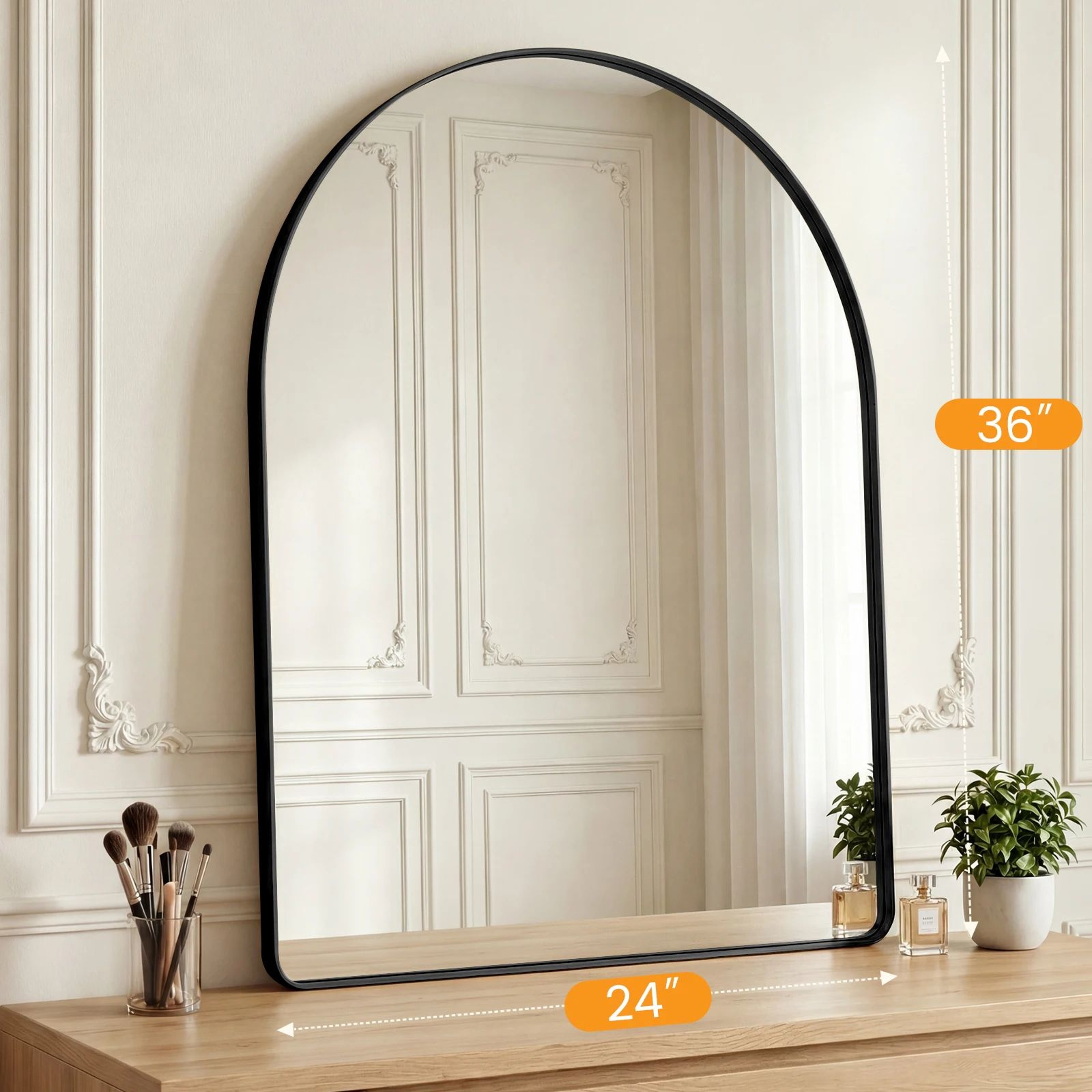 Modern Arched Metal Frame Bathroom Vanity Wall Mirror 9