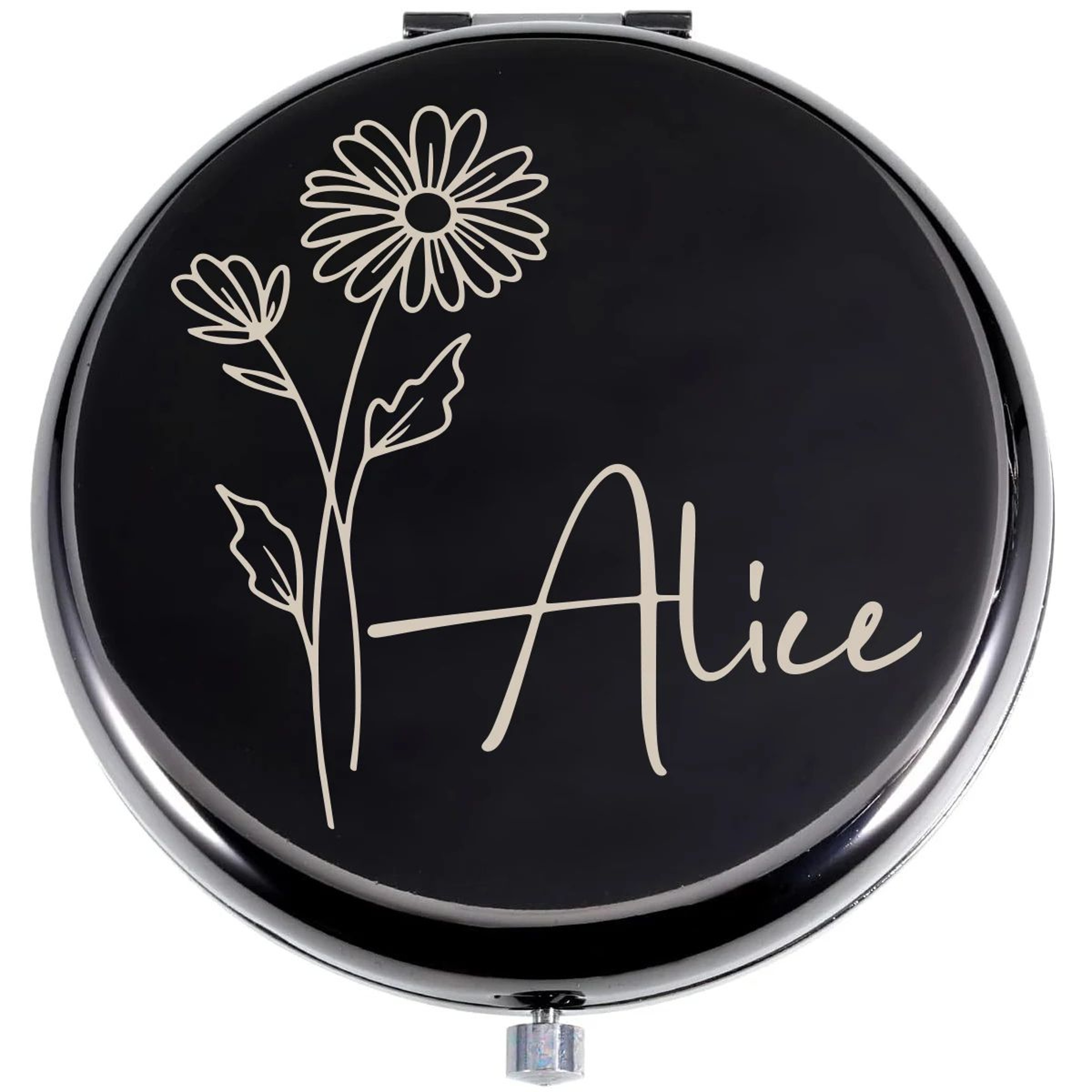Personalized Floral Engraved Compact Mirror Wedding And Bridesmaid Gift 9