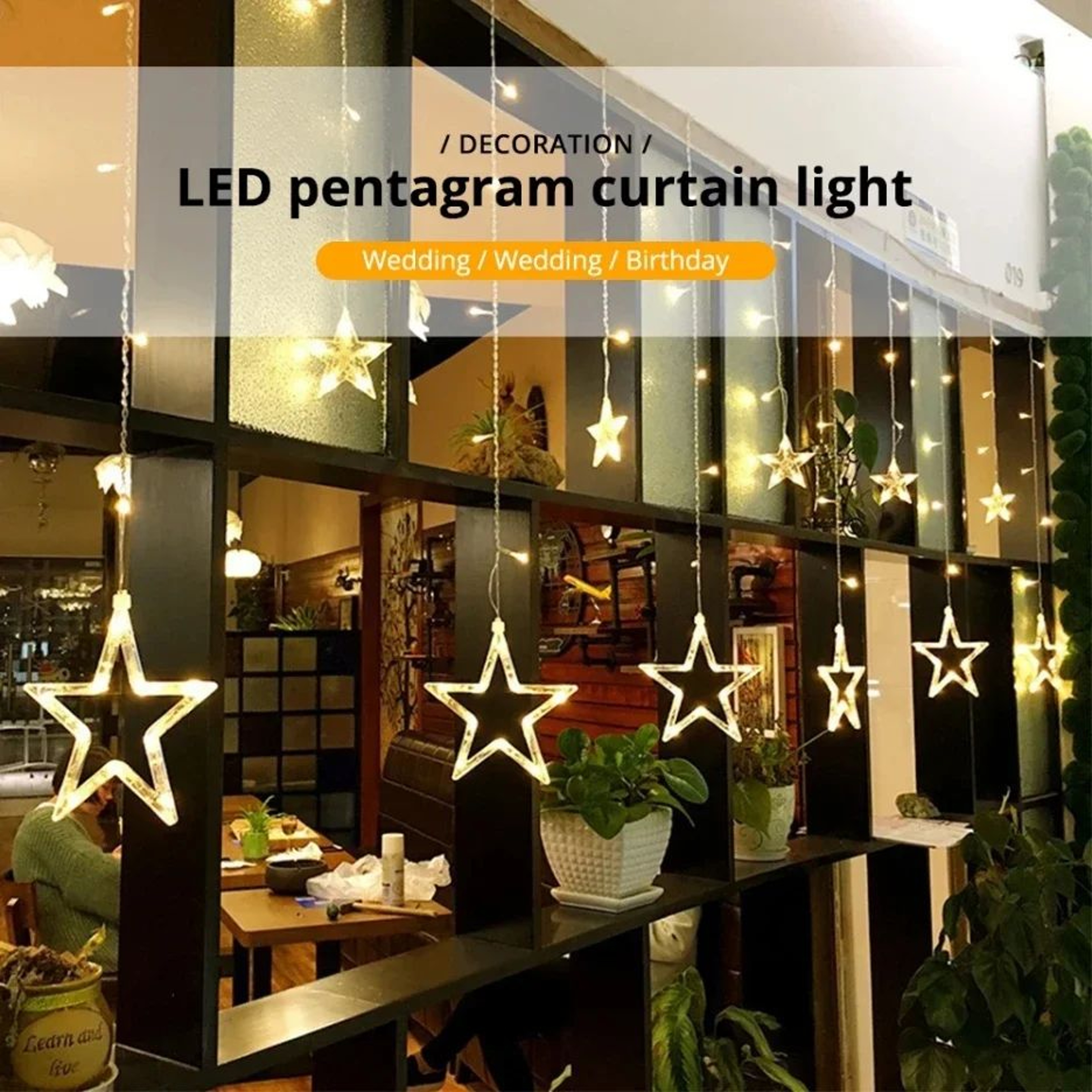 LED Pentagram Star Curtain Lights With Remote Control 2