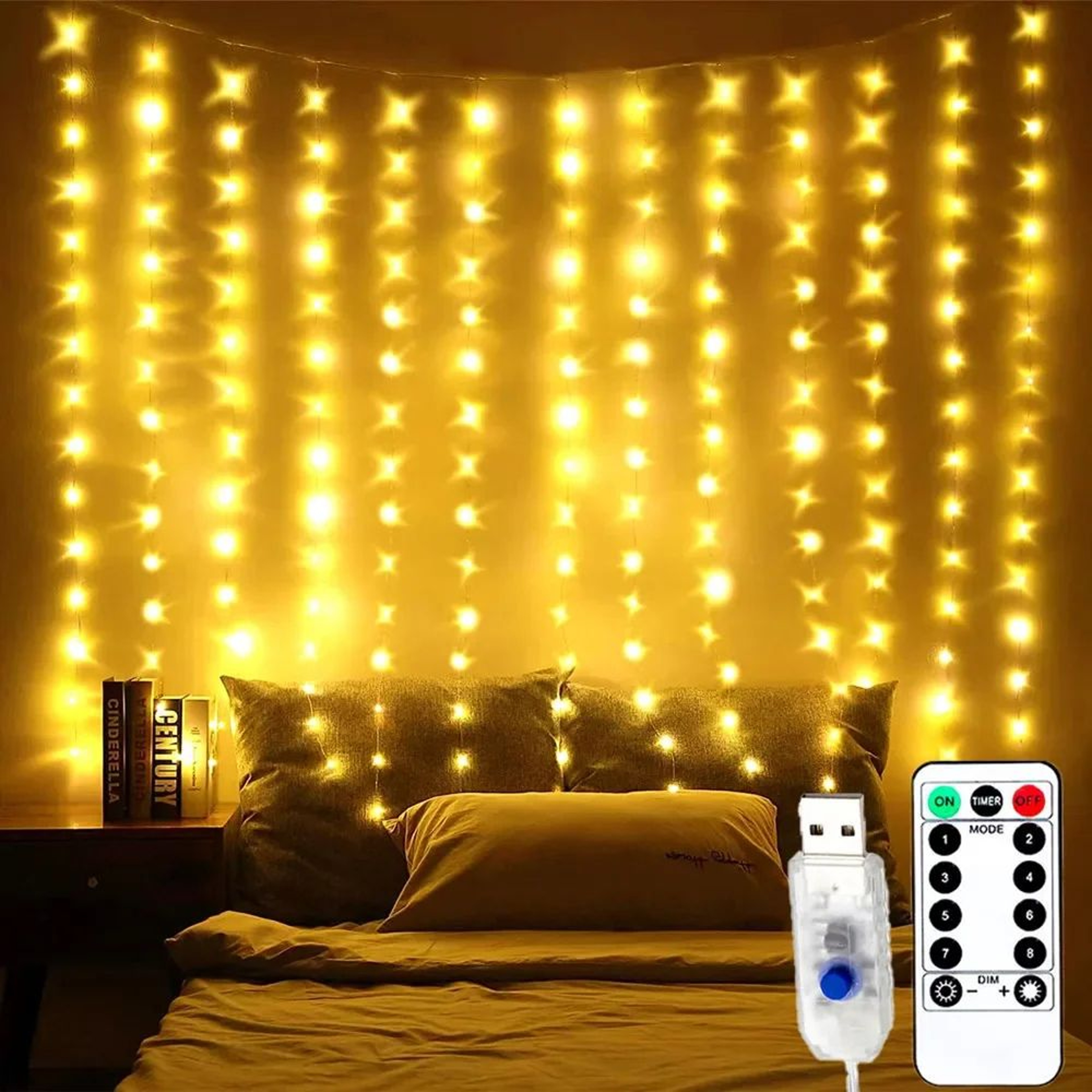 USB 8 Mode LED Curtain Fairy Lights For Wedding Christmas And Holiday Decor 5