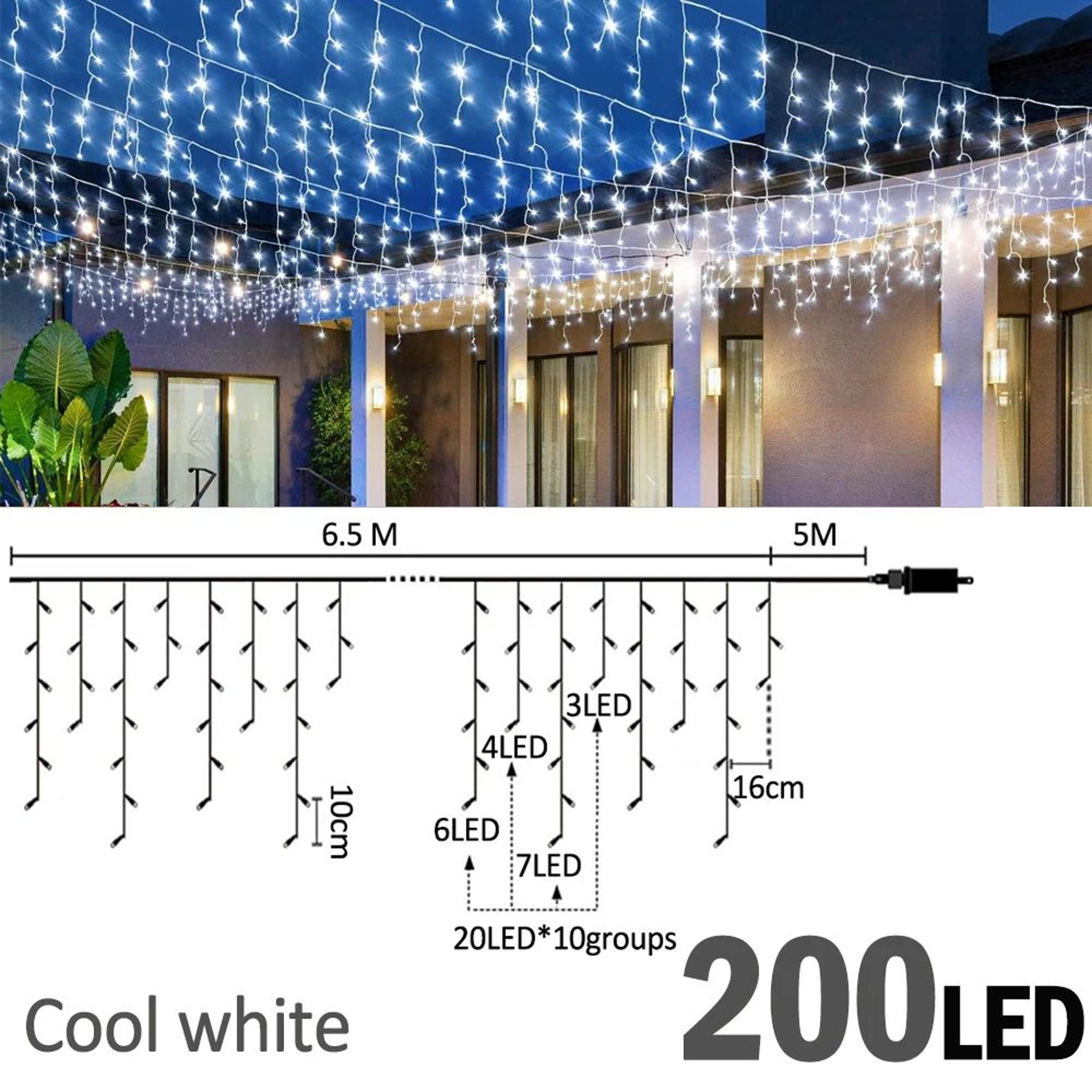 Waterproof LED Icicle Curtain Lights 200 To 480 LED 8 Modes For Indoor Outdoor Decor 8