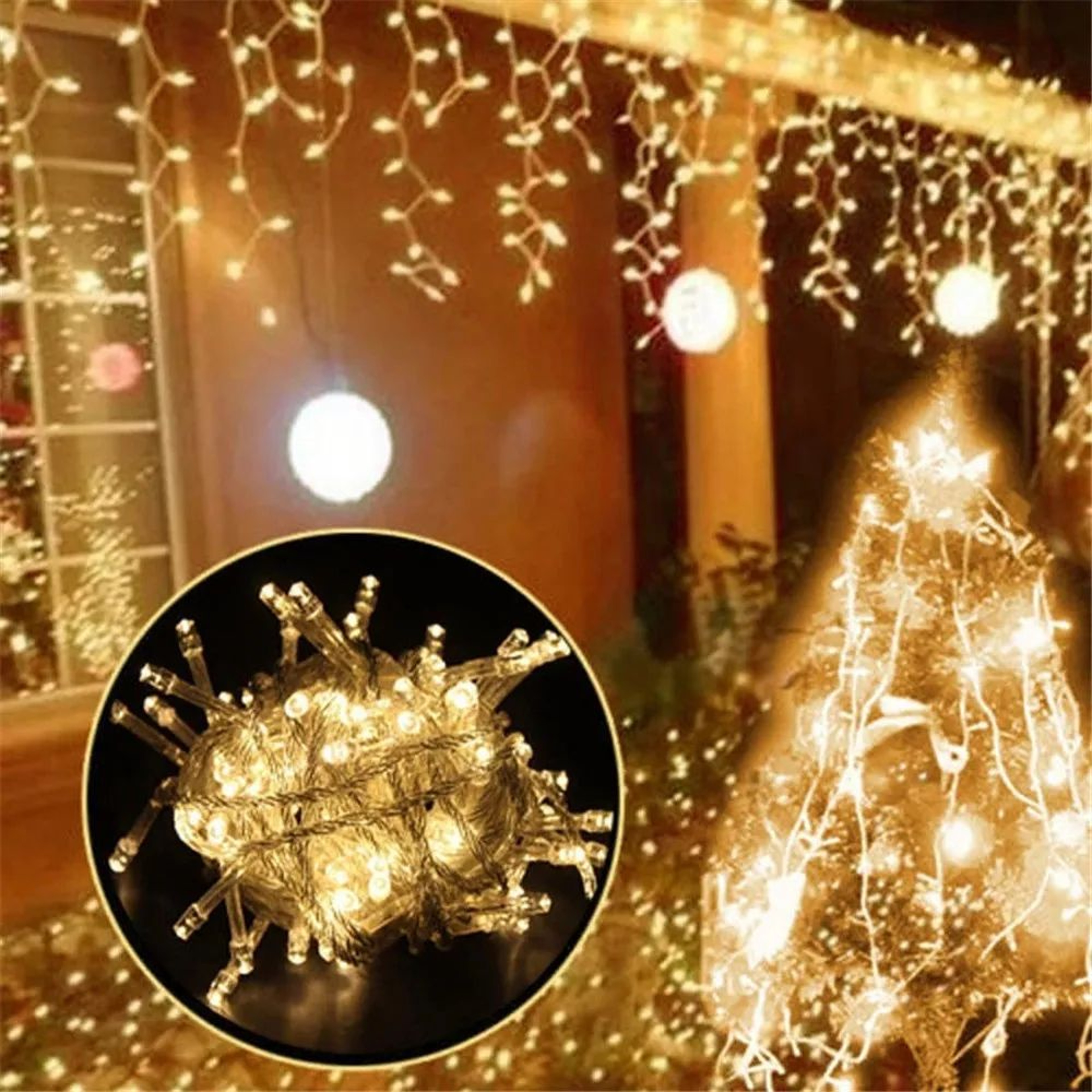 5M Waterfall LED Curtain String Lights With 8 Modes For Christmas And Outdoor Decor 1