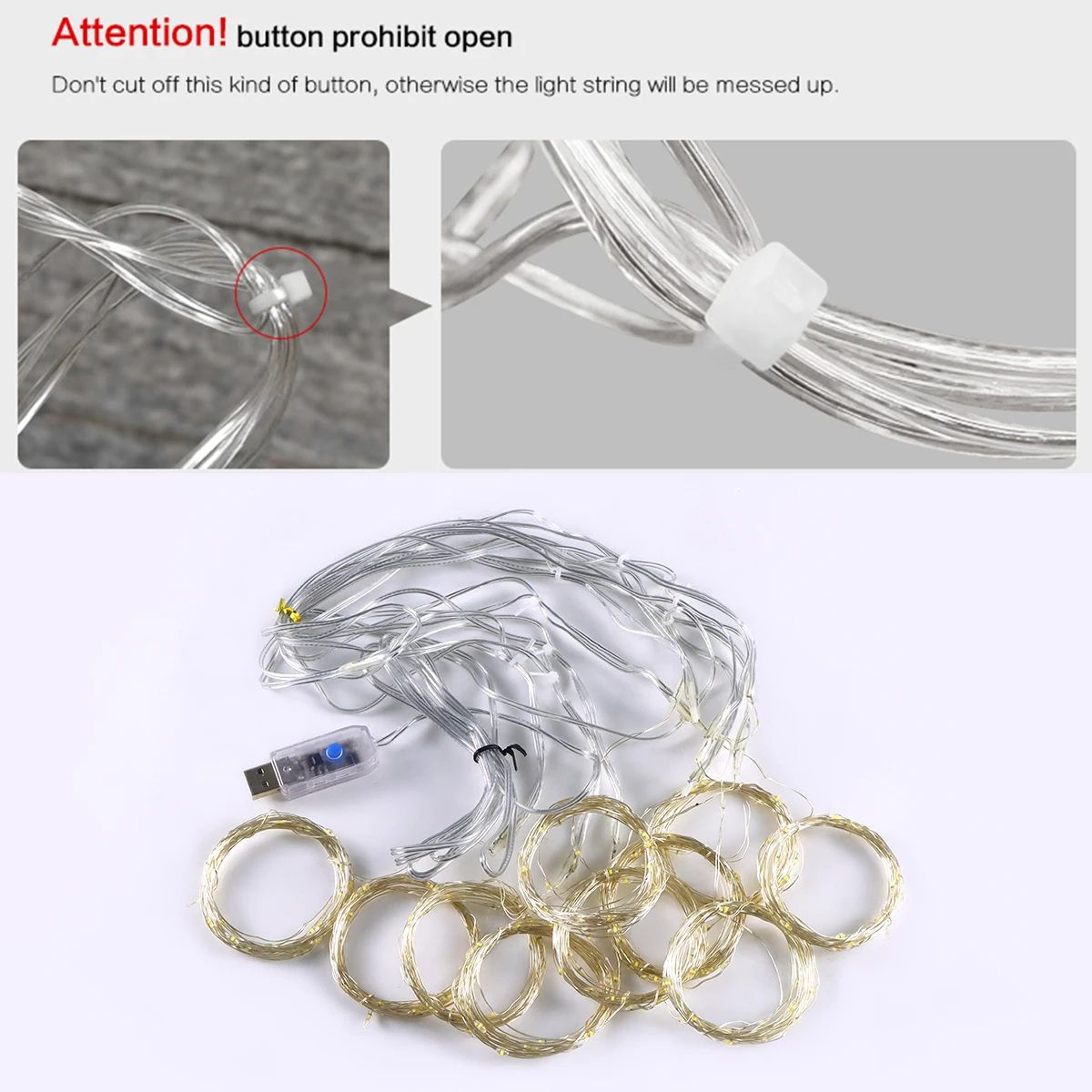 3M USB LED Curtain Fairy Lights With Remote Control 8 Modes For Wedding And Holiday Decor 5