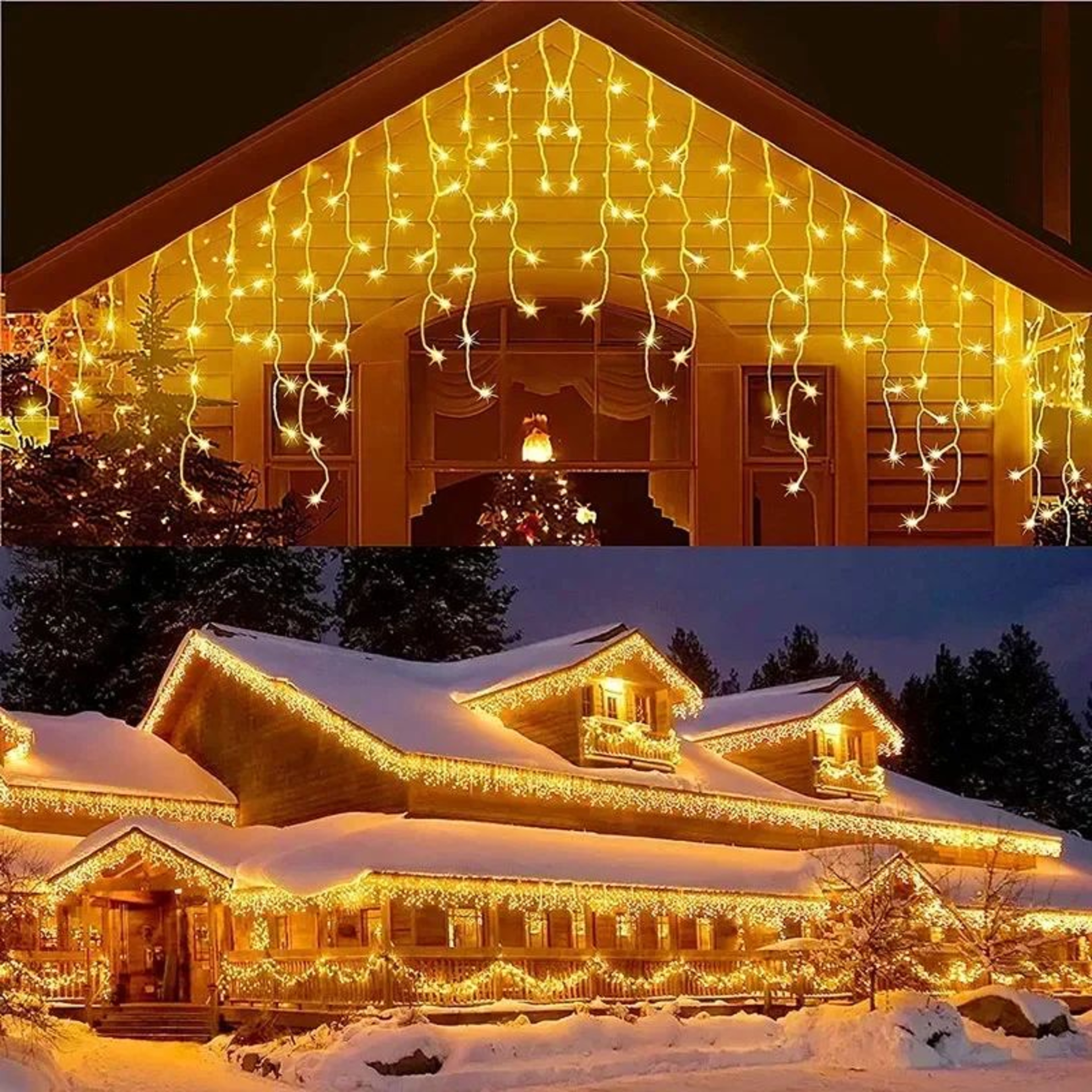LED Icicle Waterfall String Lights For Outdoor Christmas And Eaves Decor 4