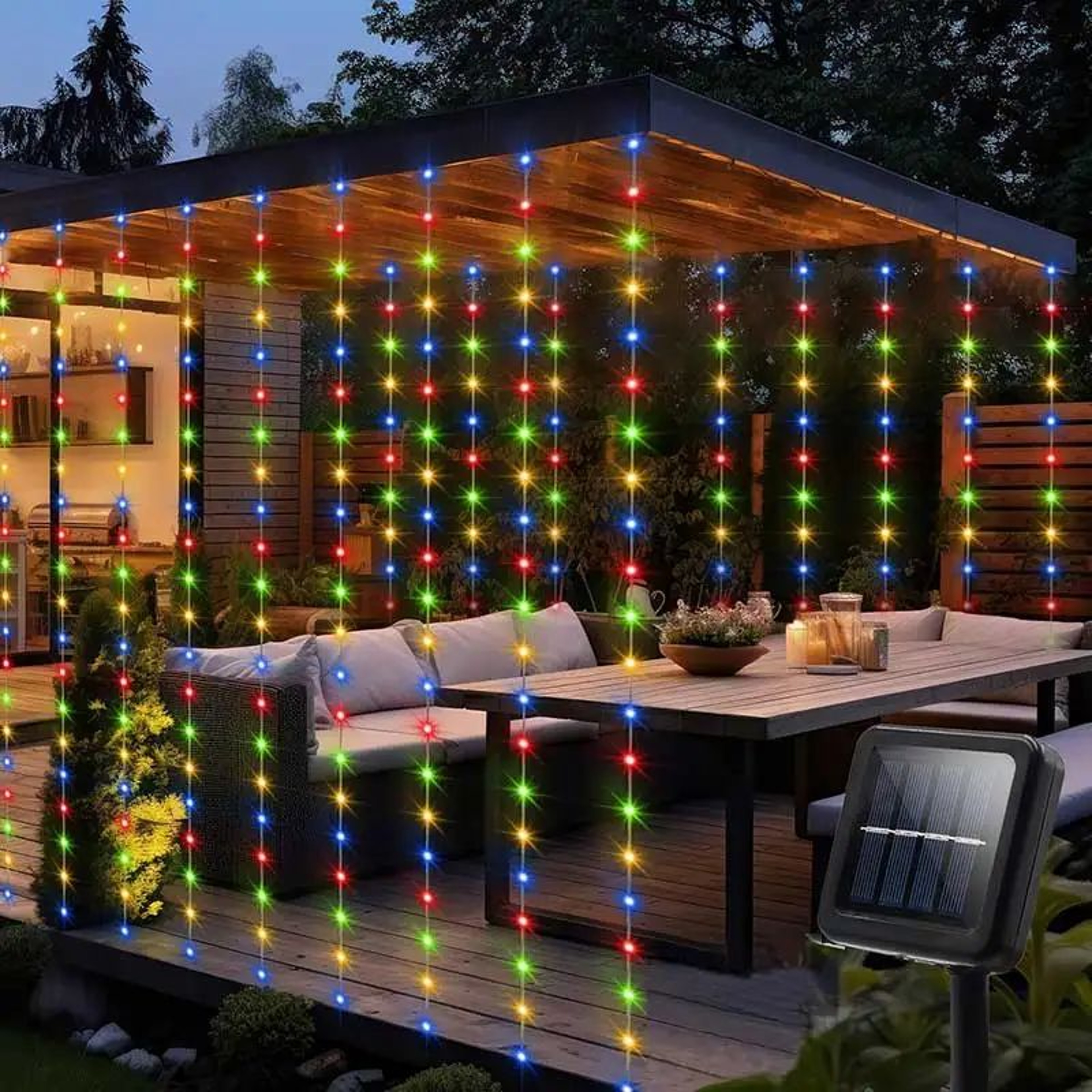 300 LED Solar Curtain Lights Waterproof Outdoor Fairy Garland With 8 Lighting Modes 6