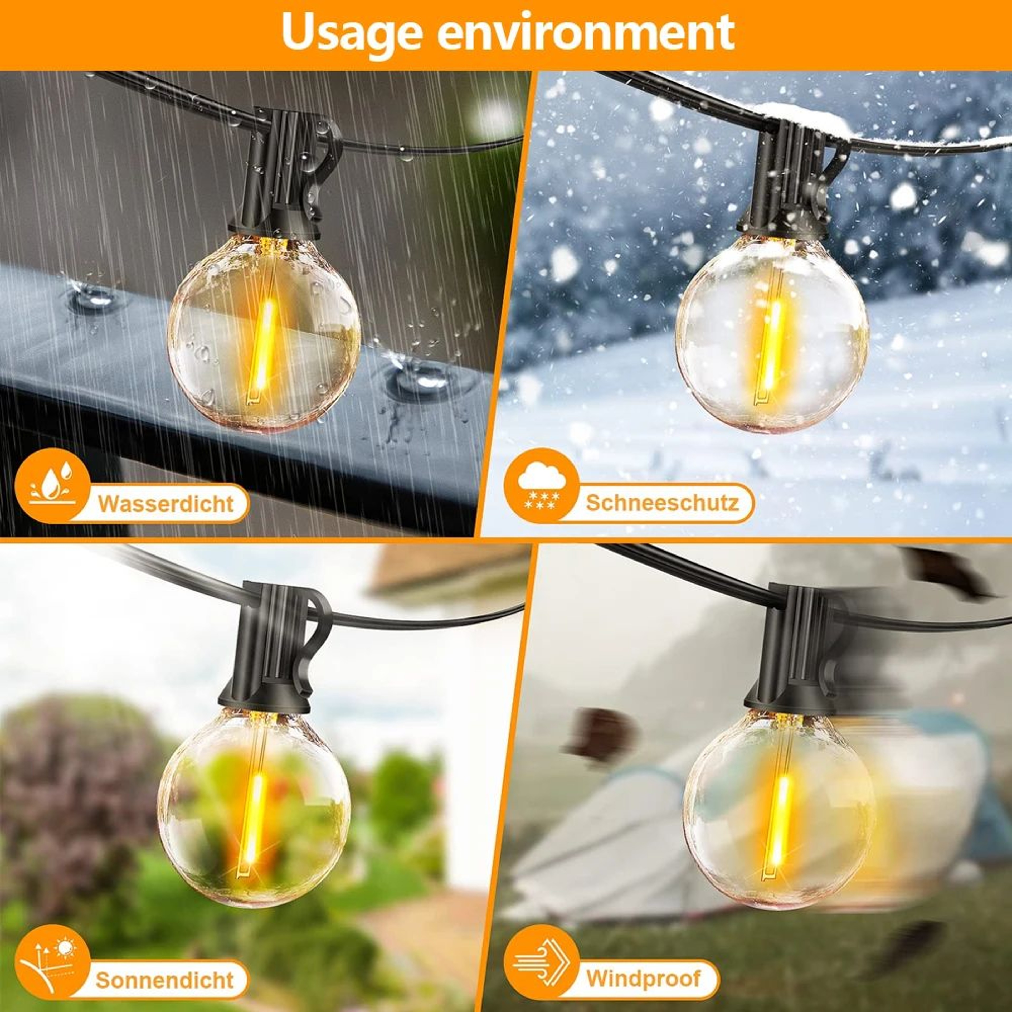 G40 Outdoor LED String Lights Waterproof Shatterproof Patio Festoon Lights EU Plug 4