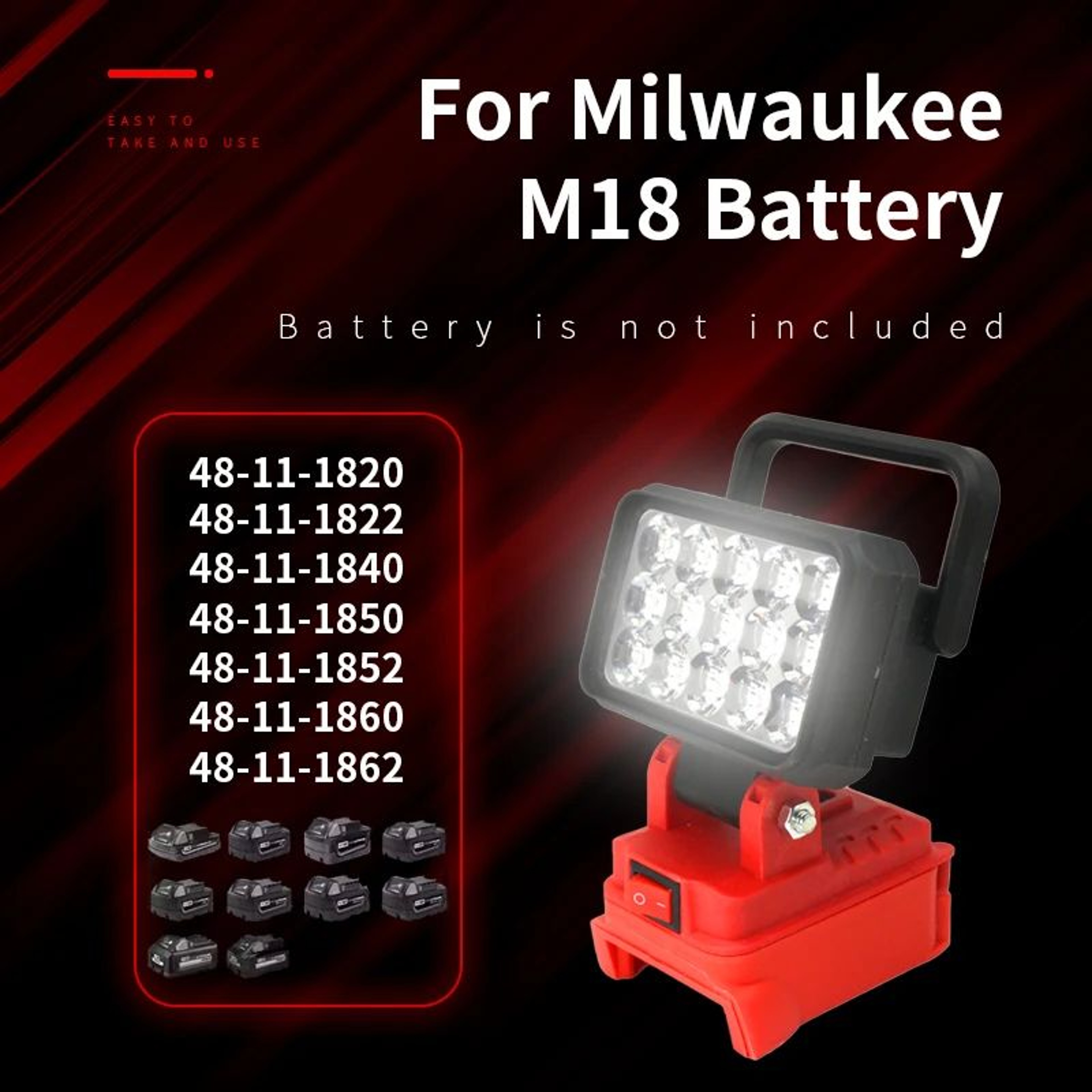15 LED Cordless Work Light With USB Power Bank For Tool Batteries 5