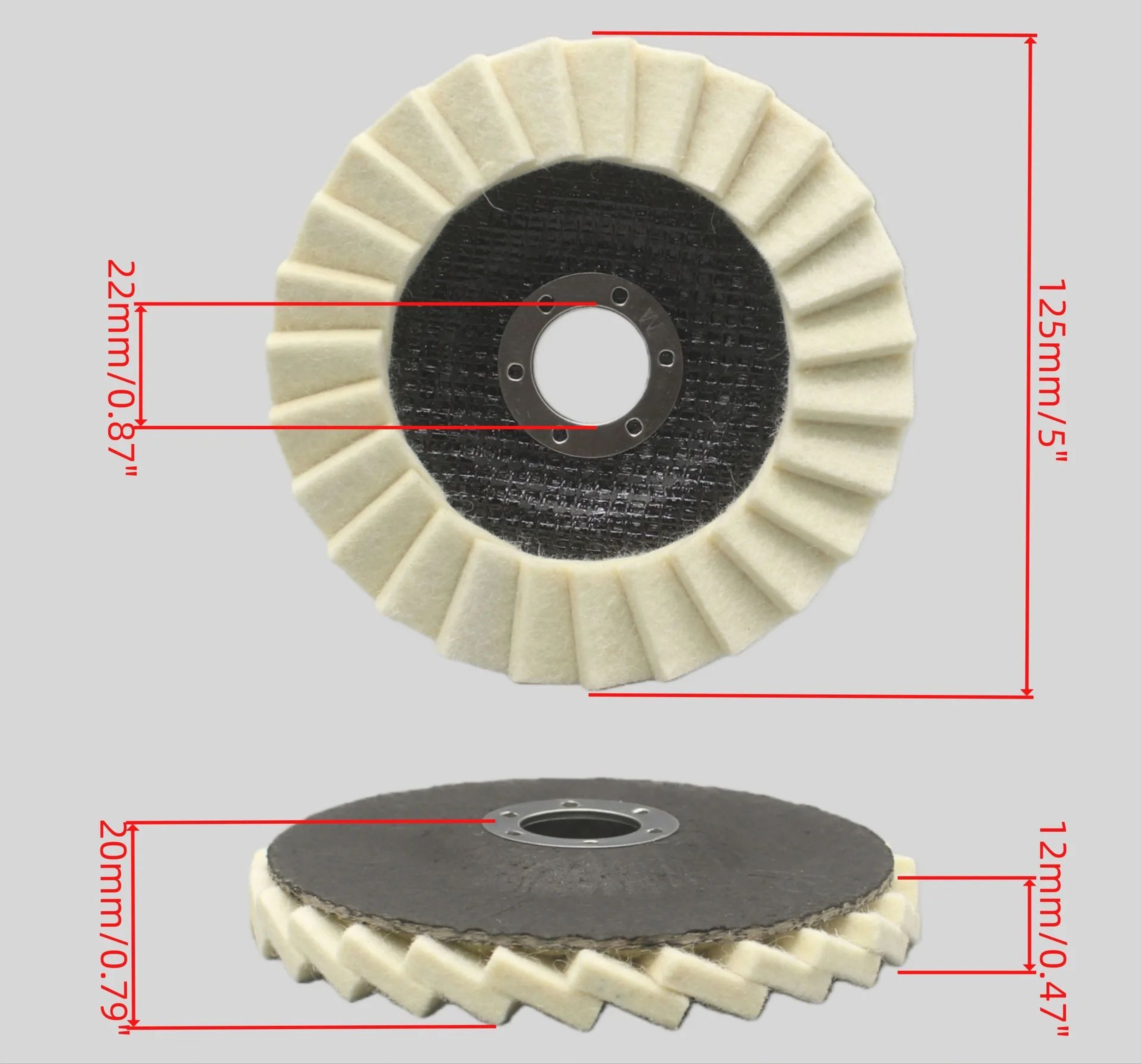 115125mm Wool Felt Flap Polishing Disc For Angle Grinder Metal And Stone Mirror Finish 7