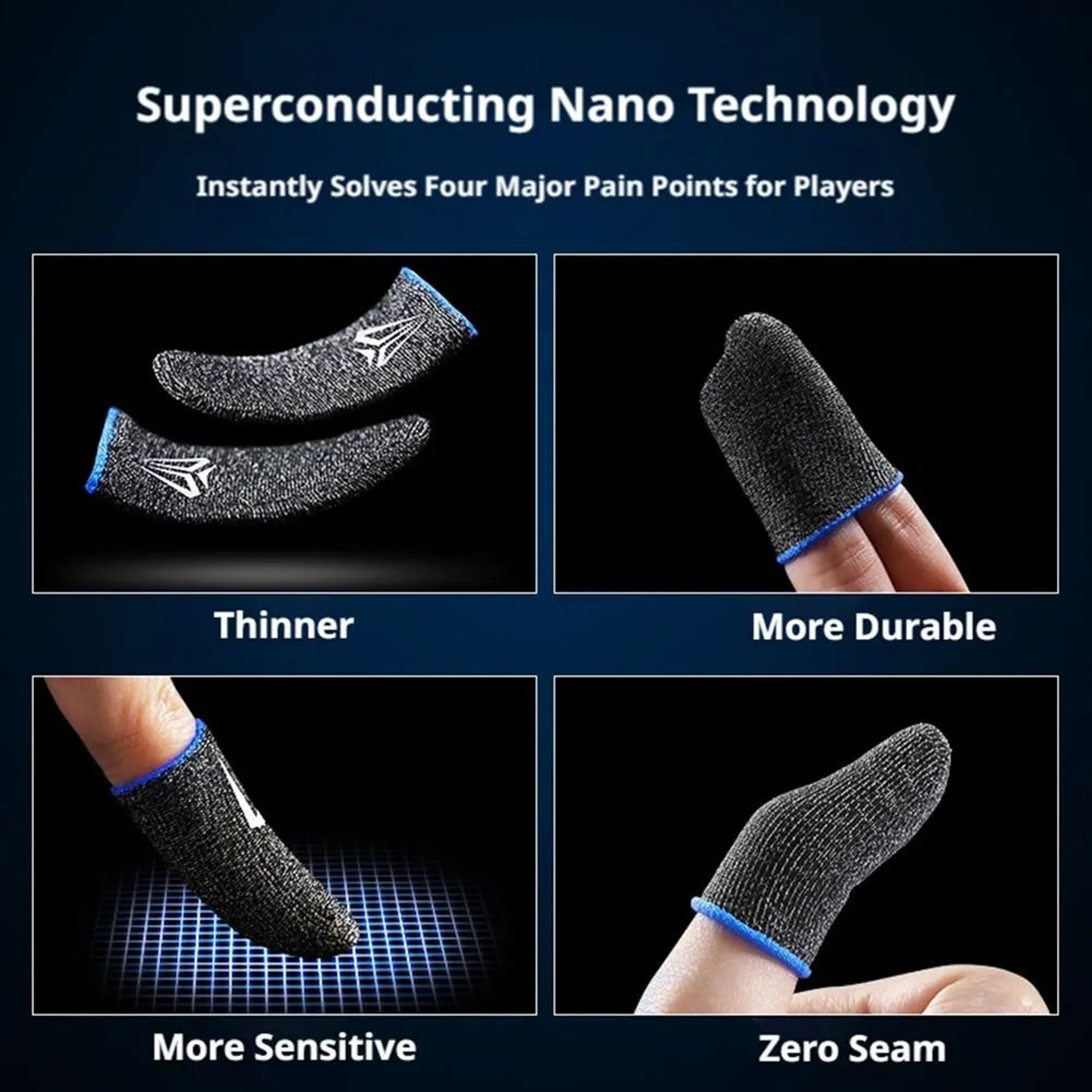 Superconducting Fiber Gaming Finger Sleeves  UltraThin Sweatproof Touchscreen Thumb Covers 4