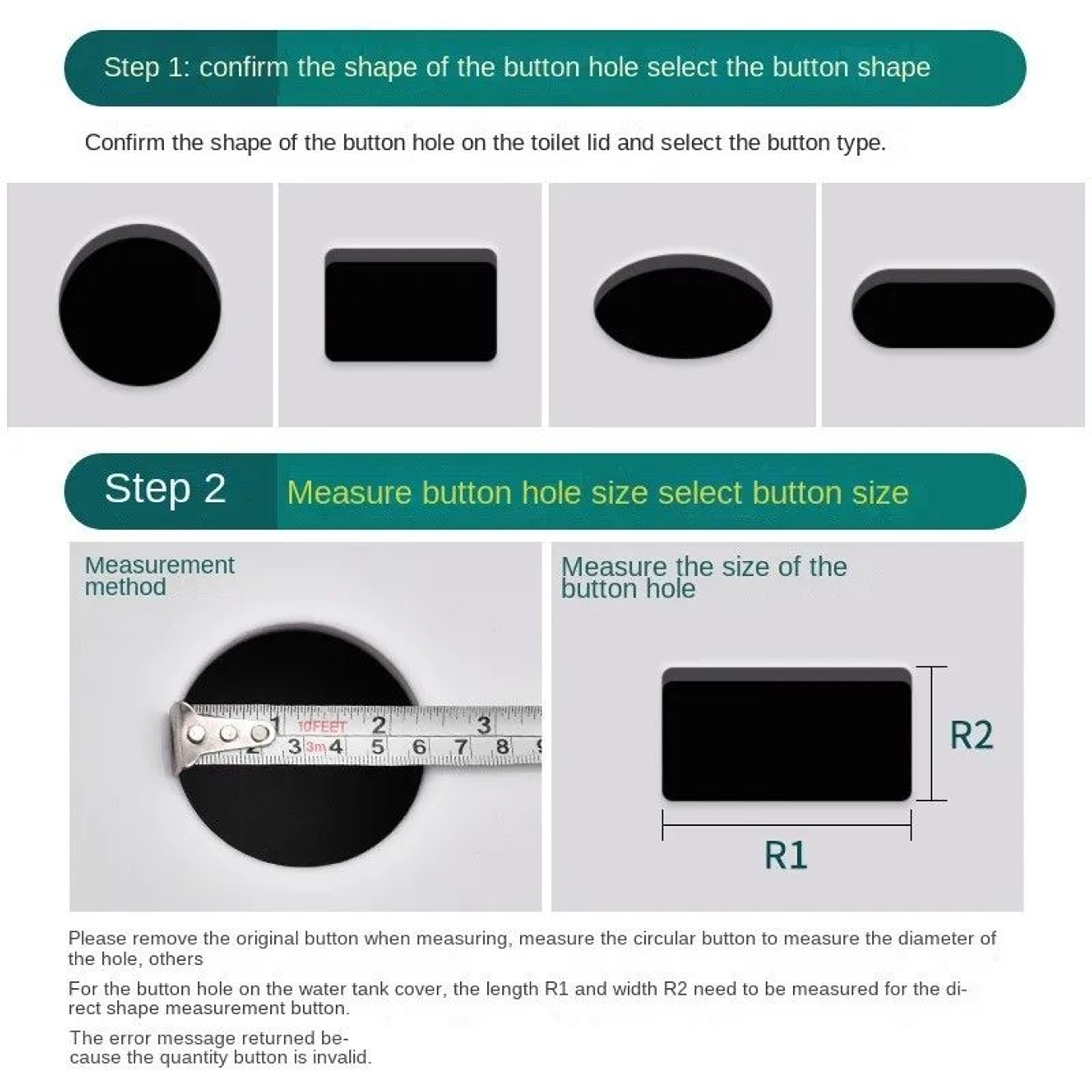 Universal Dual Flush Toilet Tank Push Button Replacement 3