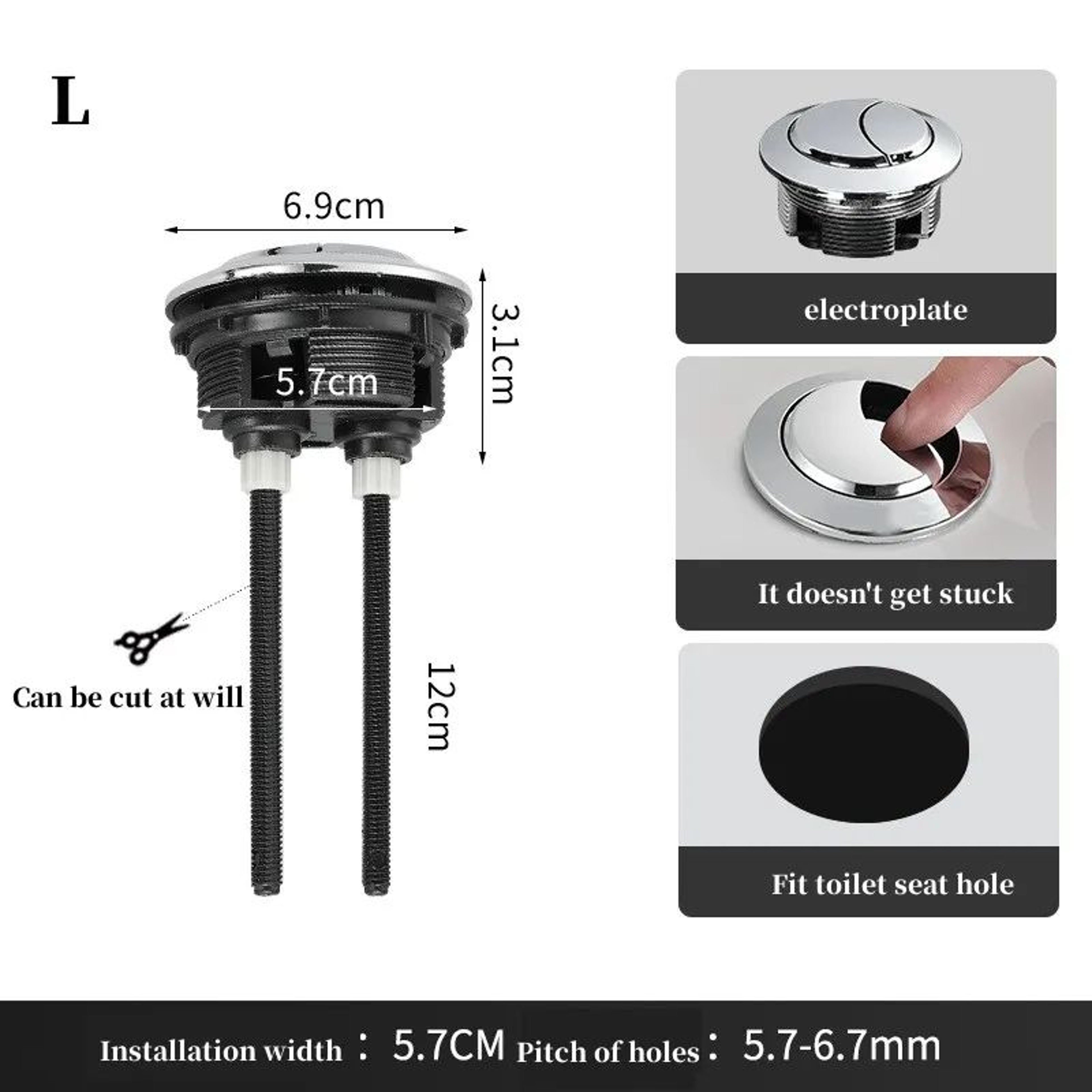 Universal Dual Flush Toilet Tank Push Button Replacement 6