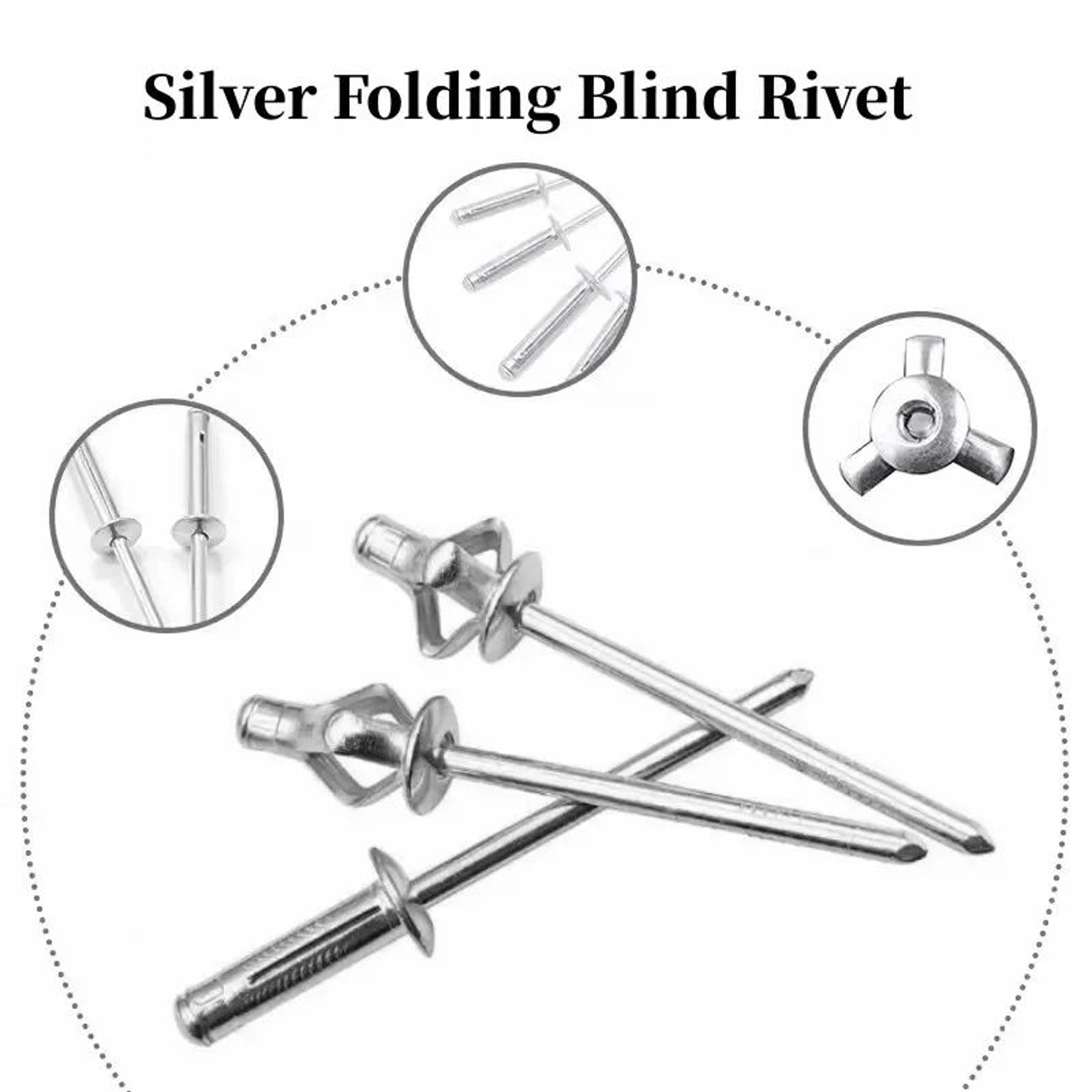 50PCS Aluminum Folding Blind Rivets For Soft Materials 32mm 40mm 48mm 0