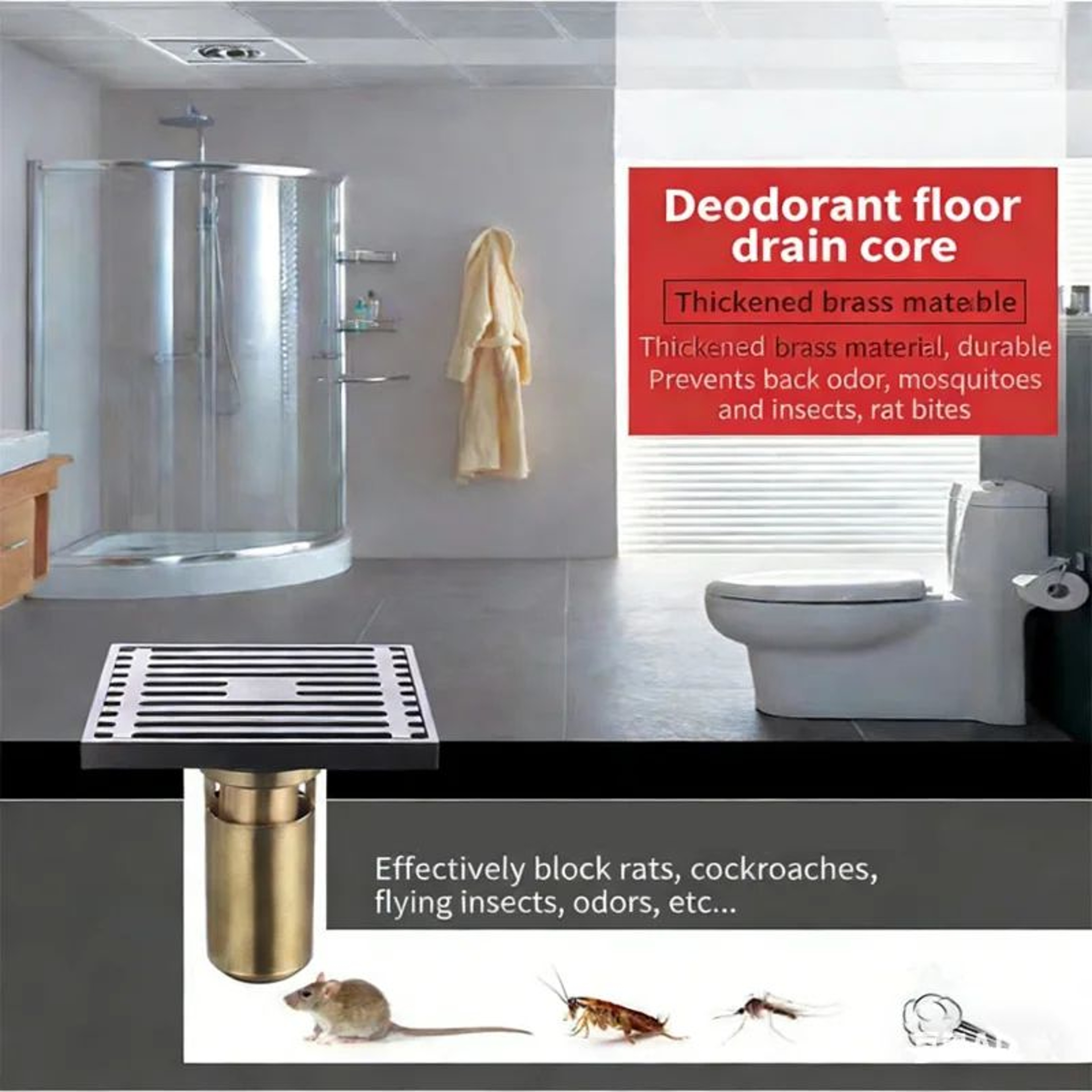 Brass AntiOdor Floor Drain Core With Gravity Seal And Insect Prevention 4