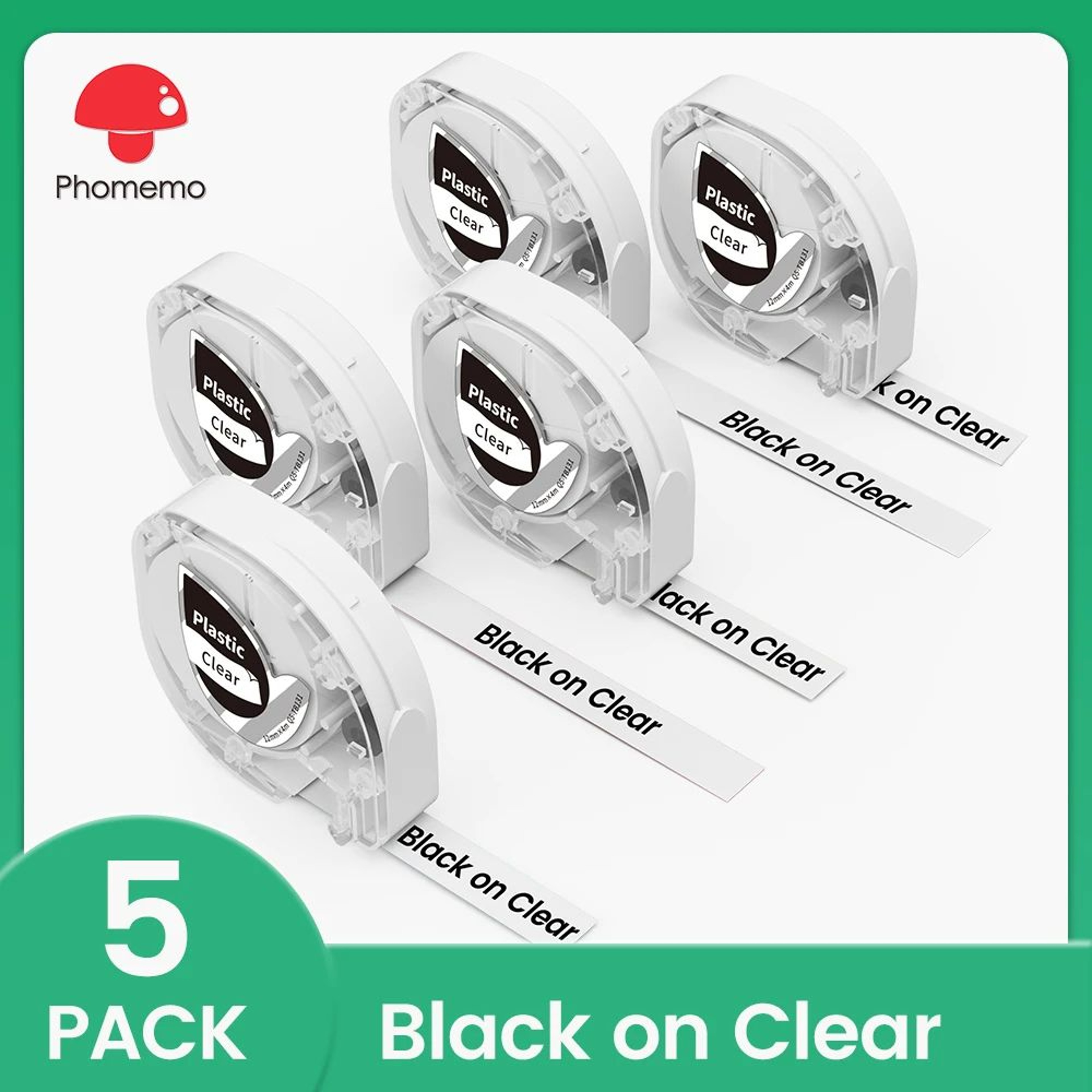 5 Pack 12mm Label Tape Refills Compatible With Phomemo P12 And Dymo LetraTag 7