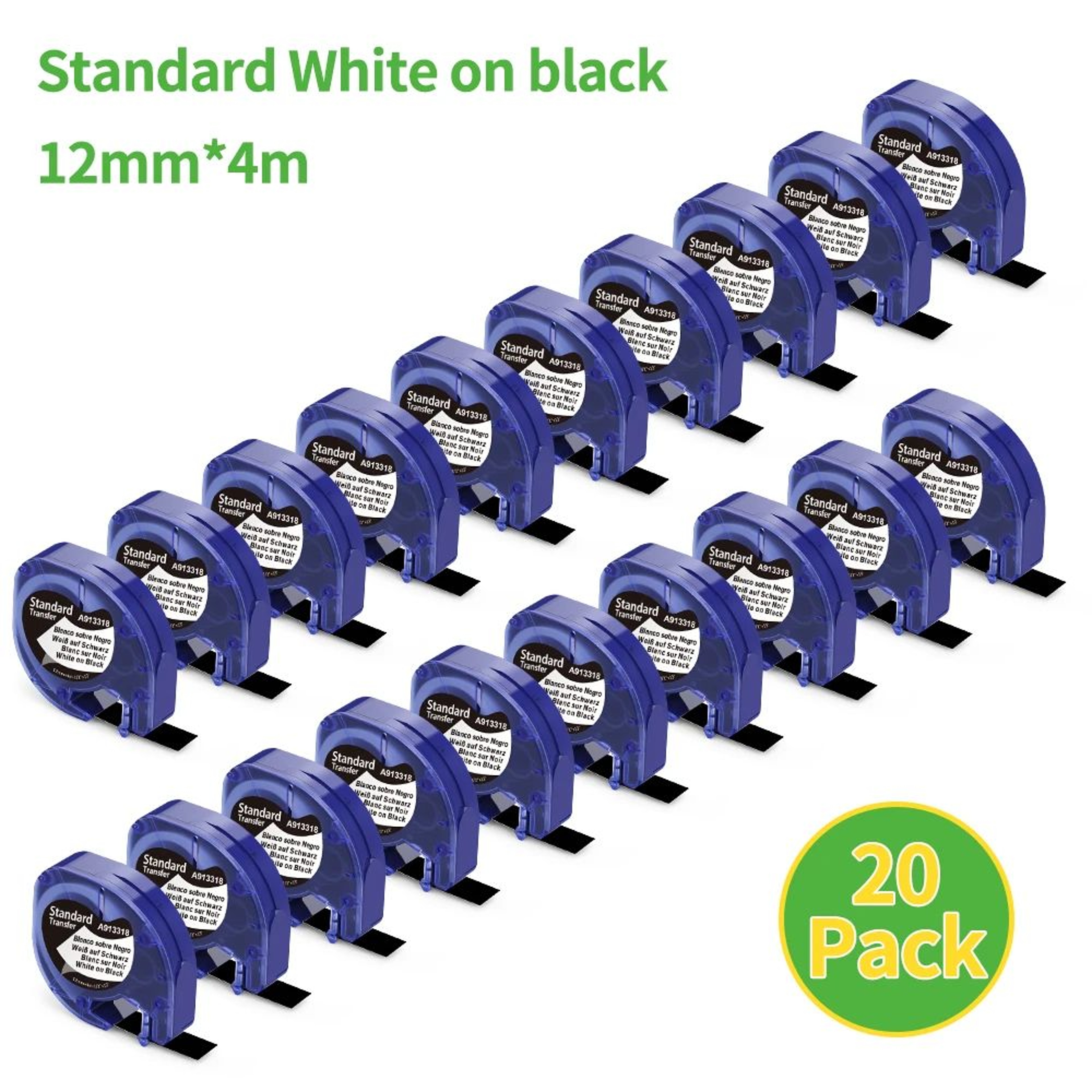 Compatible DYMO LetraTag 12mm Plastic Label Tape Refills For LT100H 200B QX50 12