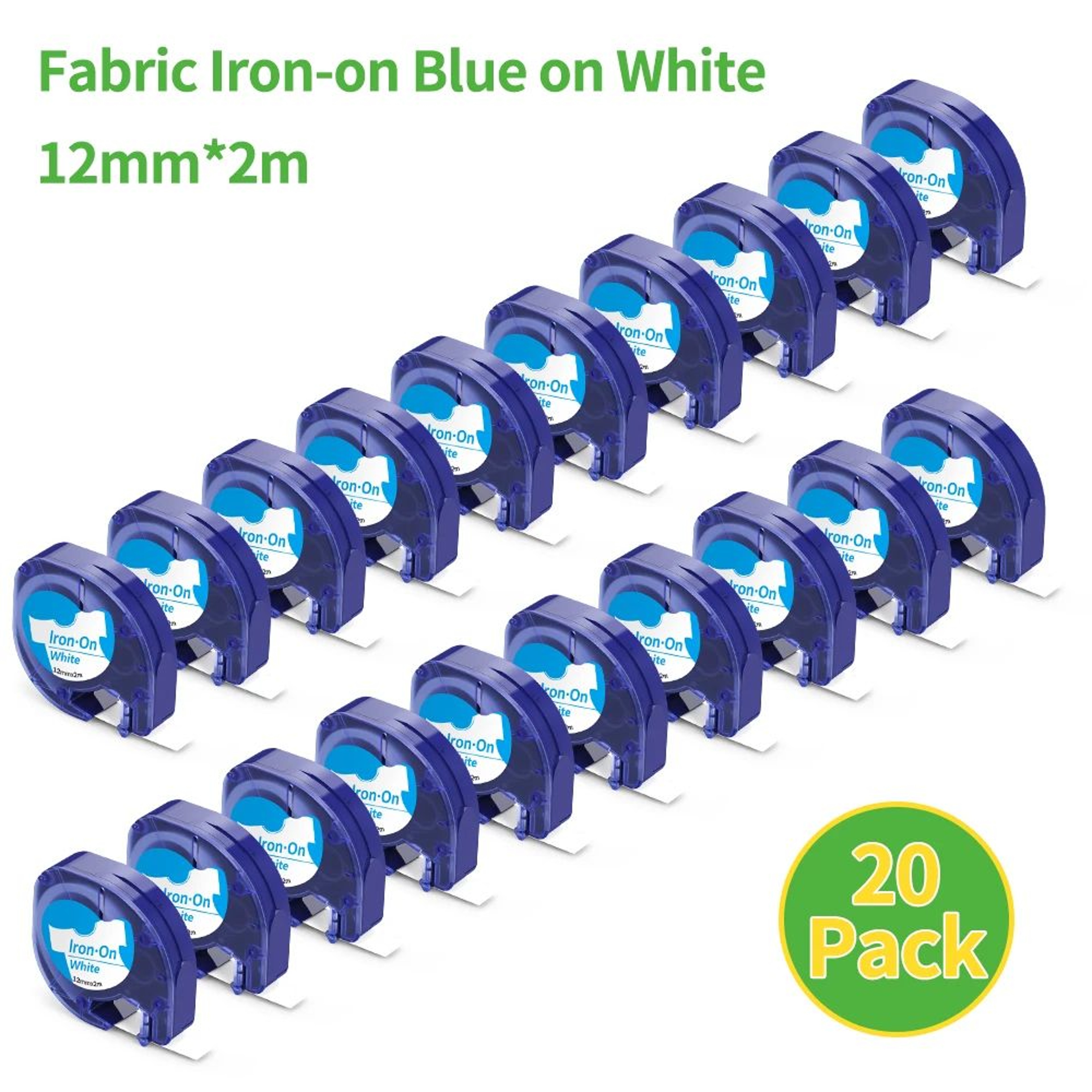 20Pack Compatible DYMO LetraTag 12mm Black On Green Label Tape Refills 6