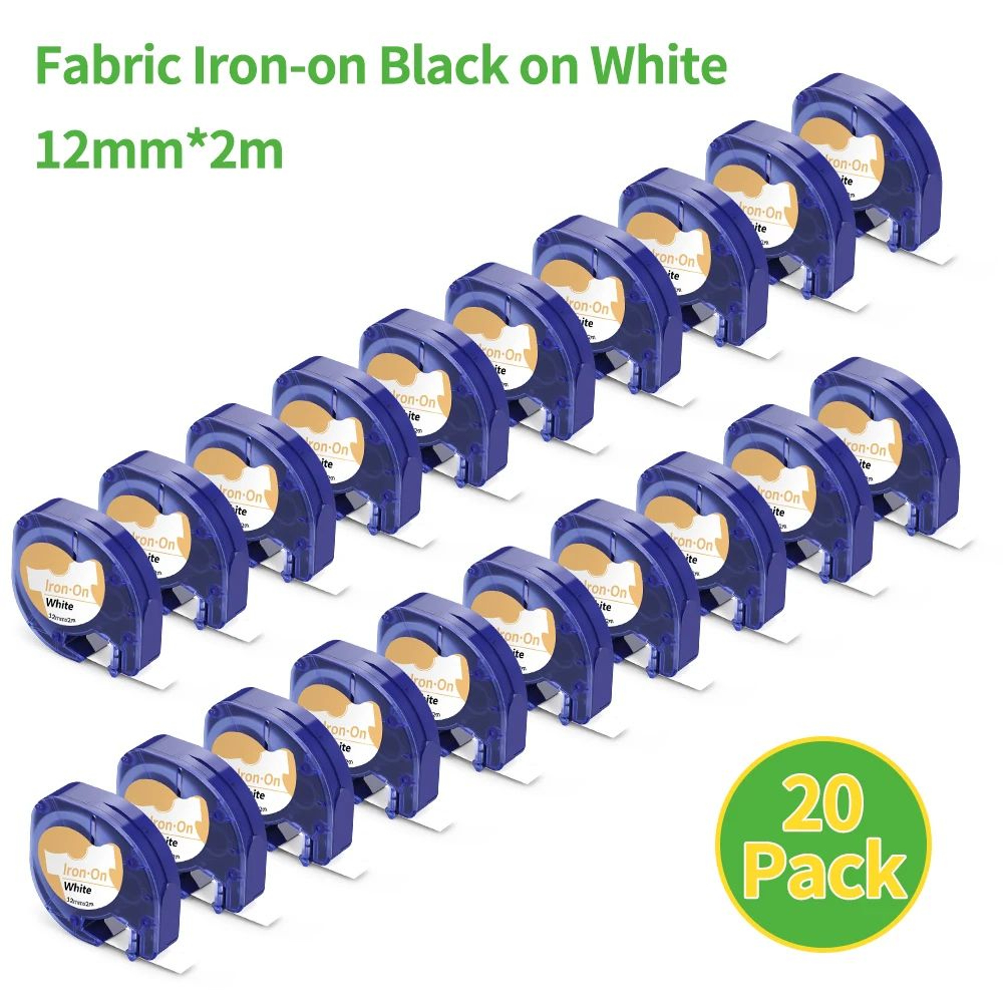 20Pack Compatible DYMO LetraTag 12mm Black On Green Label Tape Refills 11